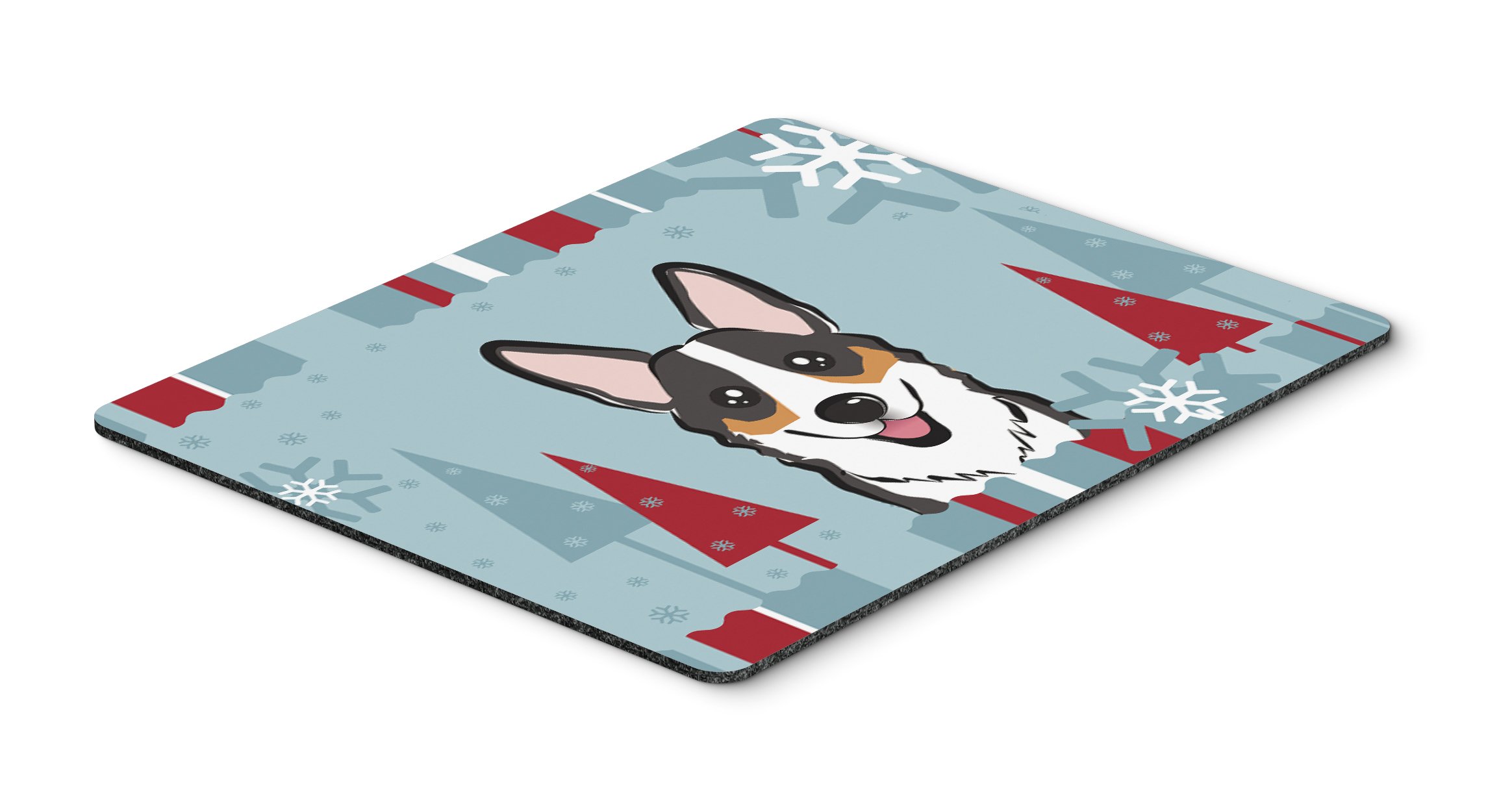 Caroline's Treasures BB1751MP Winter Holiday Tricolor Corgi Mouse Pad - Washable Large Desk Mat for Home Office, Gaming & Computer Work | Non-Slip Hot Pad & Trivet for Kitchen Use