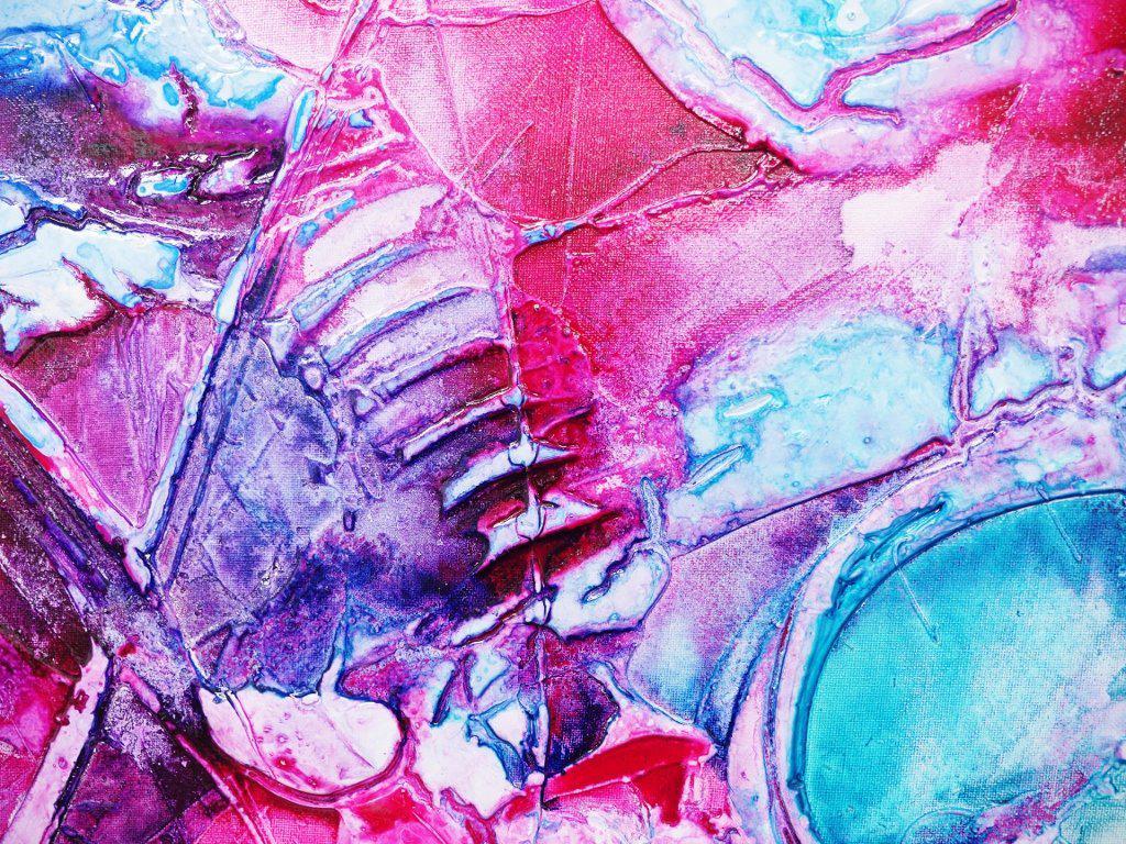 240cm x 100cm Pink Blue Abstract Canvas Painting - Modern Wall Art for Living Room, Bedroom & Office Decor | Ink Jazz Style Large Contemporary Artwork