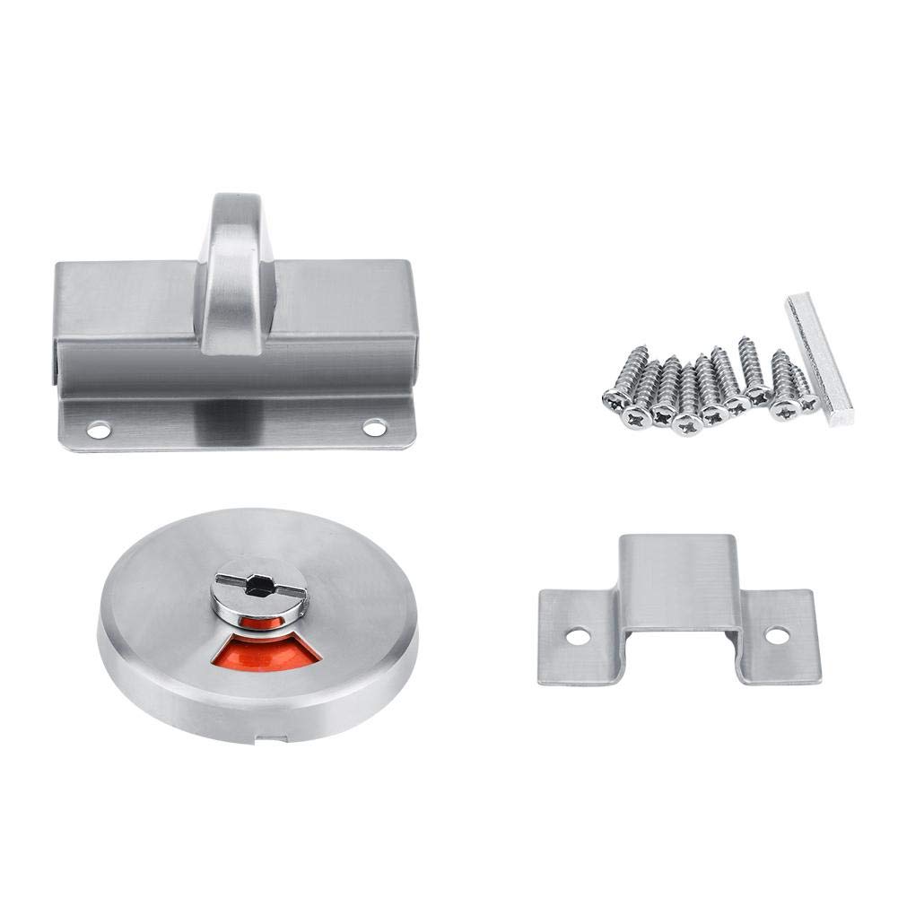Stainless Steel Toilet Door Lock with Vacant/Engaged Indicator - 201 Grade Rustproof Bathroom Privacy Bolt Lock with Screw Fittings - Perfect for Public Restrooms, Office Bathrooms & Home Use