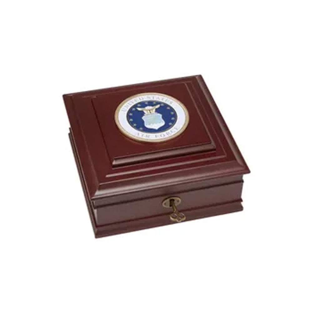 U.S. Air Force Medallion Desktop Box - Premium Military Collectible Display Case for Flags & Memorabilia - Perfect for Office Decor, Military Gifts & Patriotic Displays