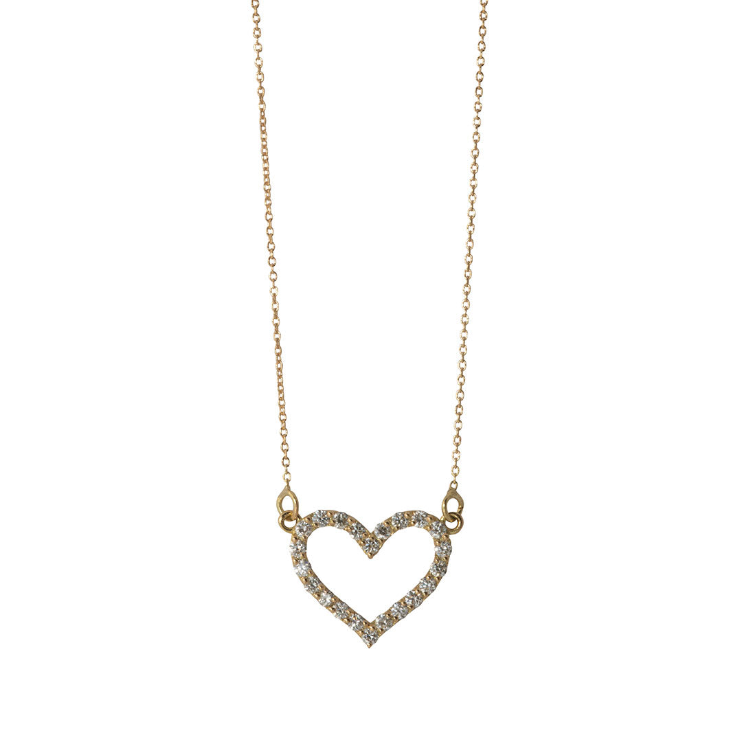18K Gold Diamond Open Heart Pendant Necklace for Women - Elegant Gift for Anniversary, Valentine's Day & Special Occasions