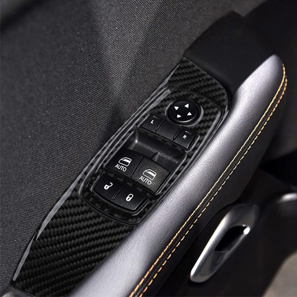 Carbon Fiber Window Lift Trim Switch Panel for Dodge Challenger 2015-2021 - Interior Accessories (4PCS, Black) | Upgrade Your Car Interior with Premium Style & Protection