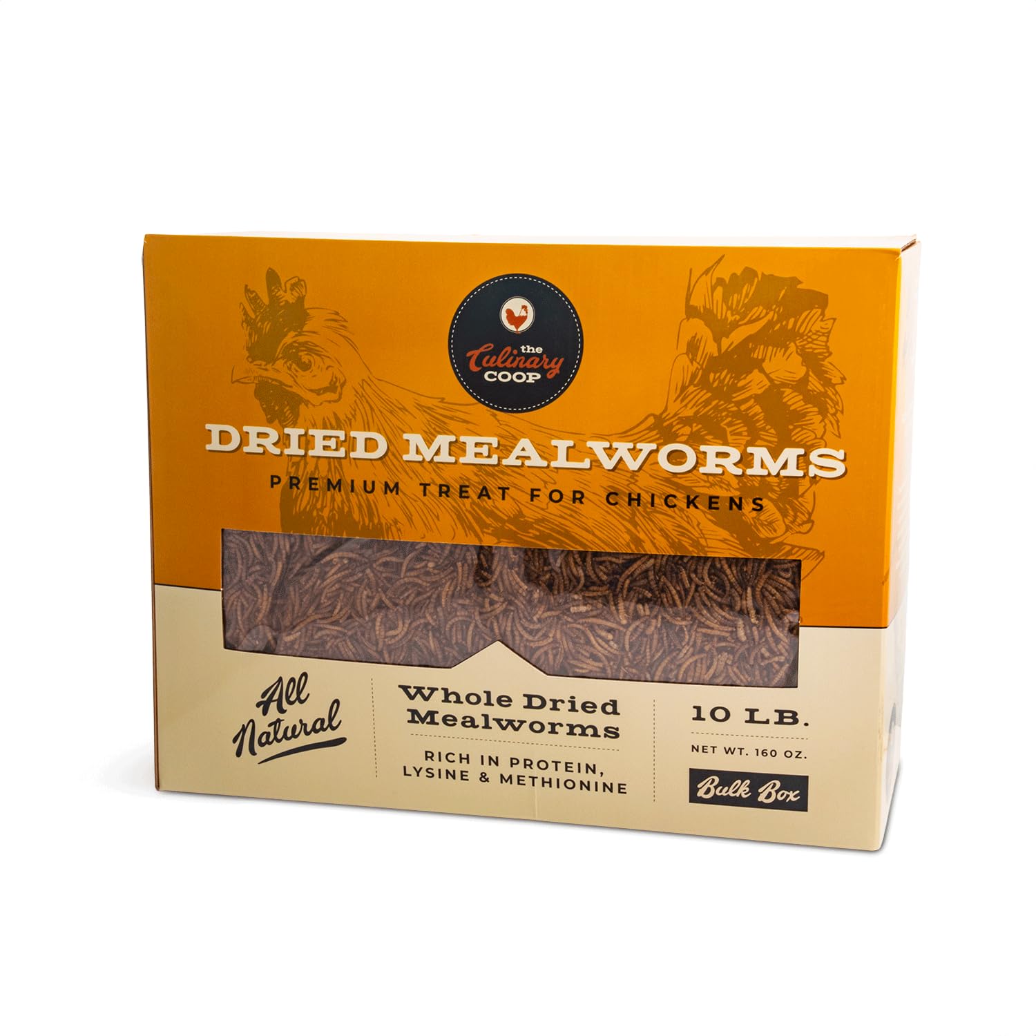 Fluker's Culinary Coop Premium High-Protein Dried Mealworms - 10lb Bulk Chicken Treats for Birds & Reptiles | Nutritious Pet Food Supplement for Backyard Chickens, Wild Birds & Exotic Pets
