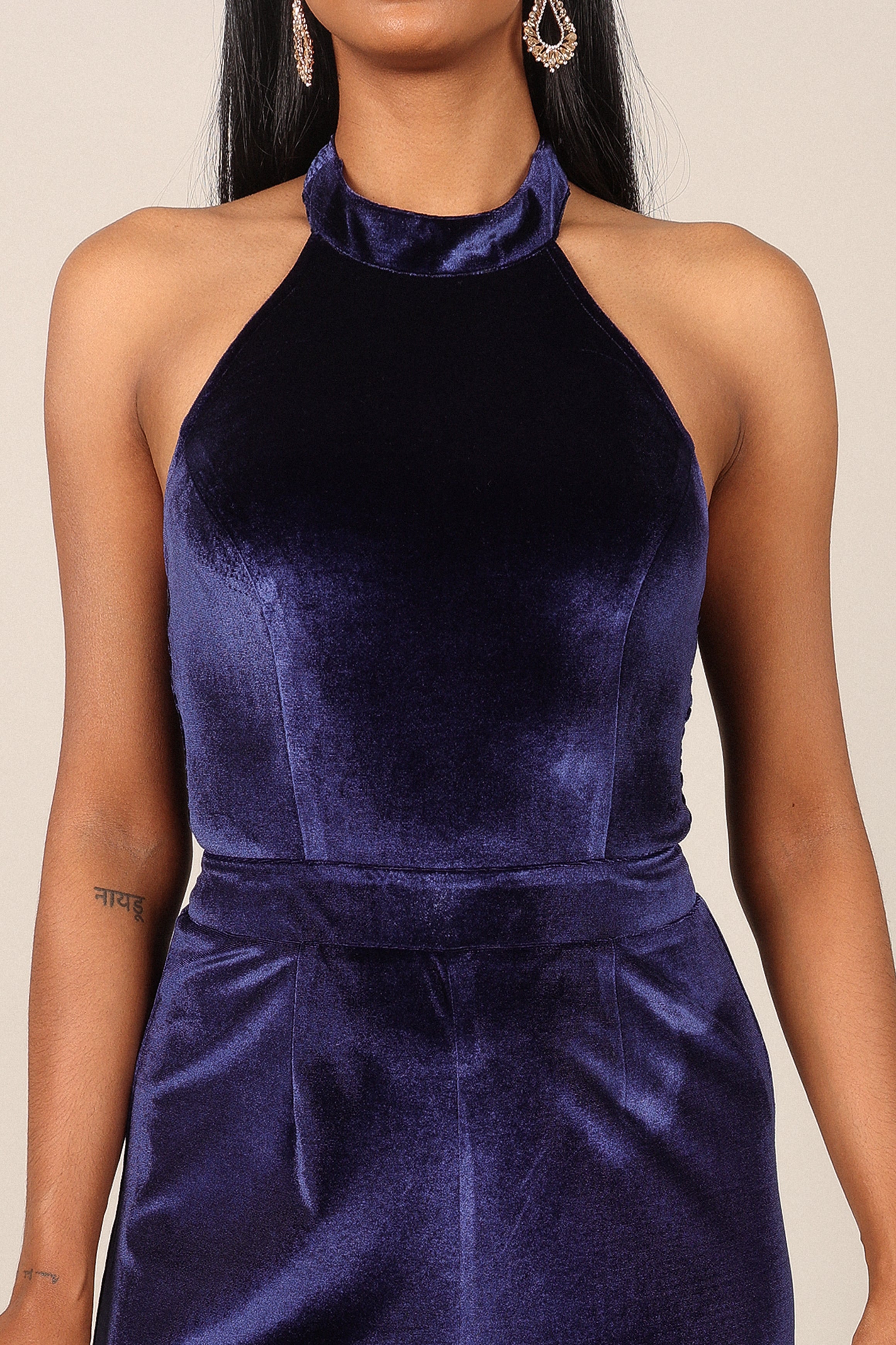 Aria Velvet Jumpsuit for Women - Elegant Sapphire Blue Velvet Romper | Perfect for Parties, Date Nights & Special Occasions