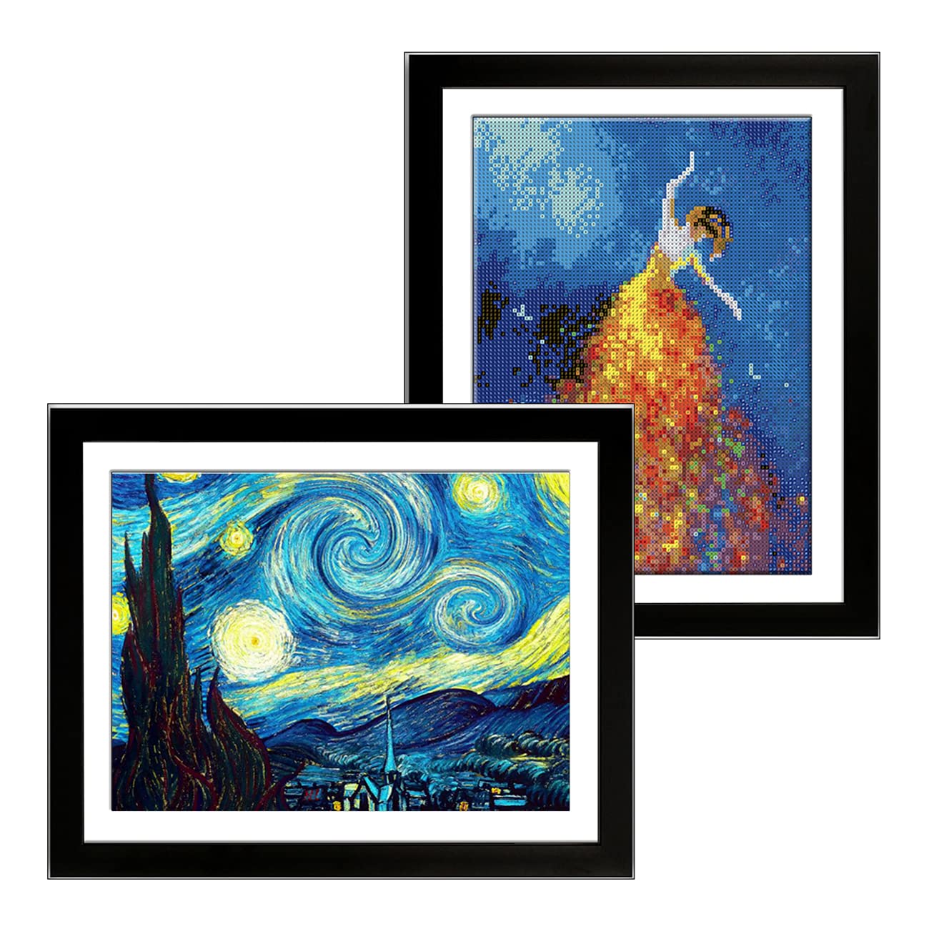 Betionol 12x16 Picture Frame 2 Pack - Black Solid Wood Frame with Acrylic Glass for 12x16in/30x40cm Diamond Paintings, Photos & Art Prints - Includes Back Mat & Hanging Kit - Perfect for Home Decor, Office Display & Gift Giving