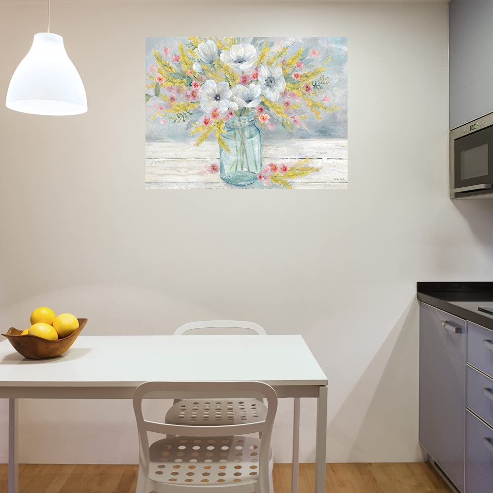 Farmhouse Bouquet Canvas Wall Art by Cynthia Coulter - 32x24 Inch Ready to Hang Floral Painting for Living Room, Bedroom, Office Decor - Perfect for Home, Kitchen, Bathroom & Dining Room Wall Decor