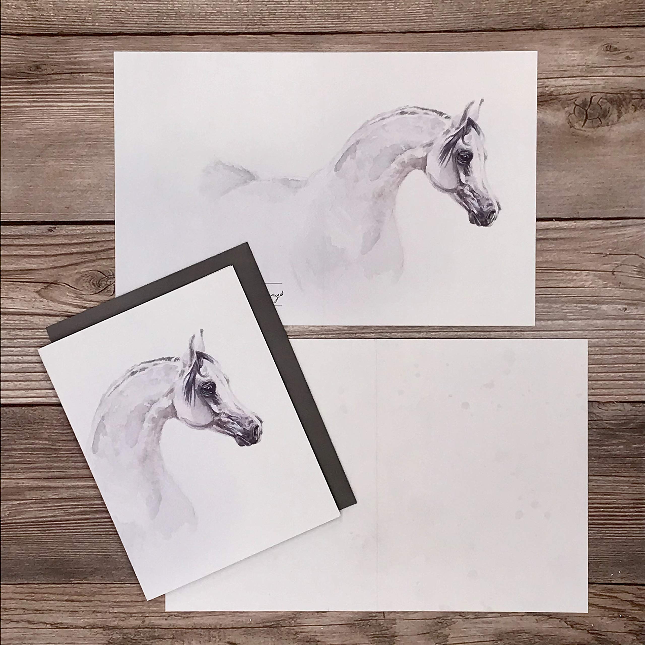 Premium Watercolor Arabian Horse Notecards - Luxury 12-Pack Blank Greeting Cards for Thank You, Birthday & Special Occasions | Elegant Stationery Gift Set for Equestrian Lovers & Art Enthusiasts