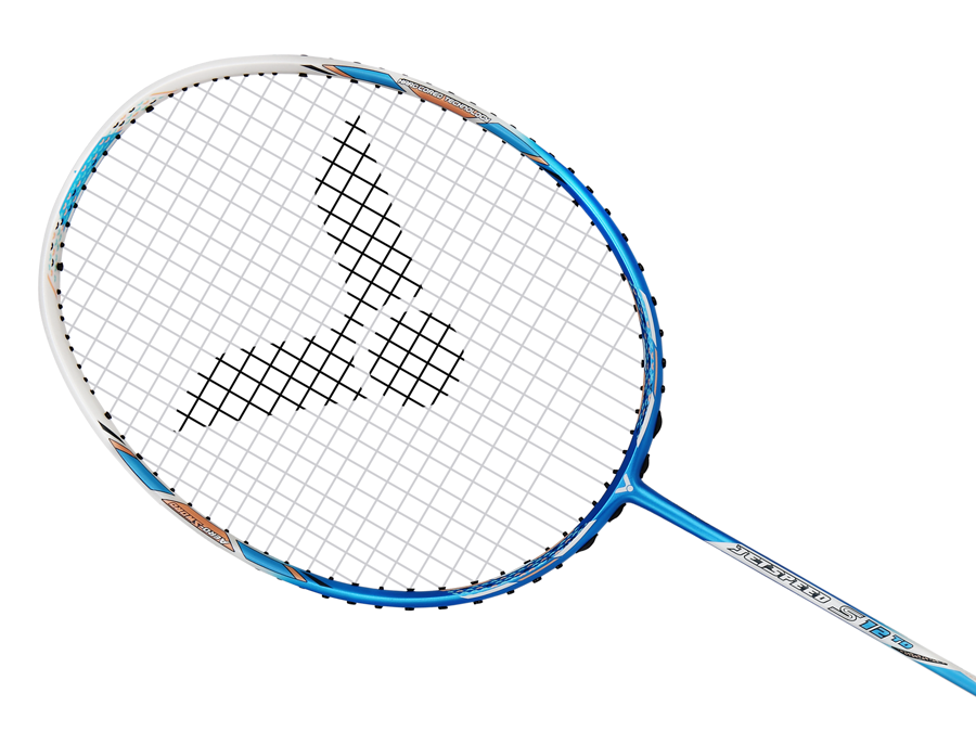 Victor Jetspeed S 12TD F Strung Badminton Racket - Professional Carbon Fiber Badminton Racket for Women & Men [Blue] - Perfect for Training, Competition & Recreational Play