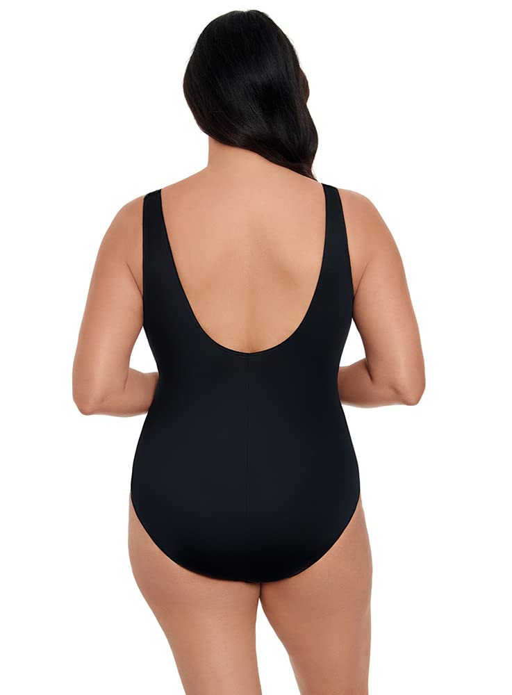 Longitude Women's One Piece Swimsuit - Crossover Inset Tank with Soft Cup Support, Comfortable Bathing Suit for Swimming, Beach & Pool Activities