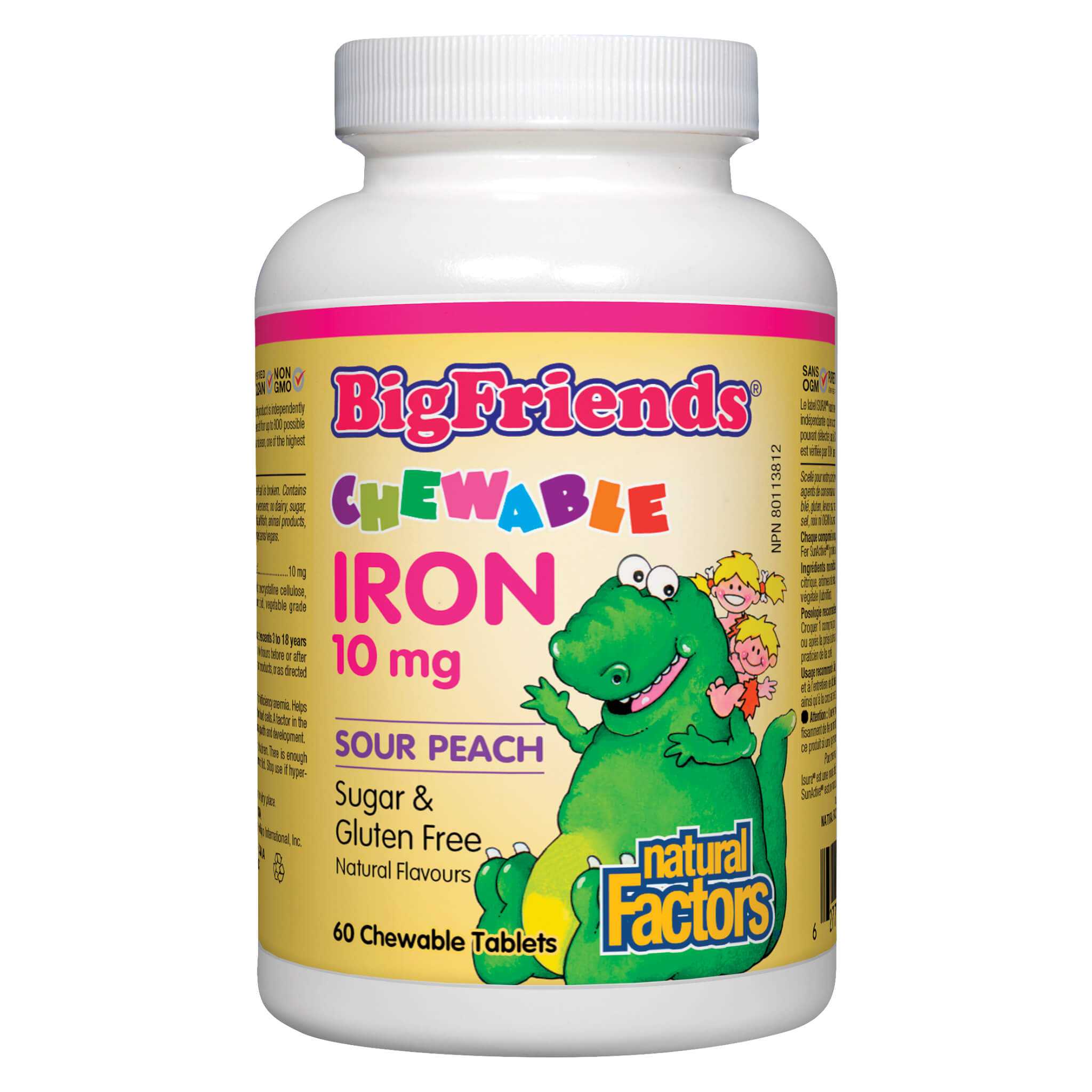 Big Friends Chewable Iron 10mg Sour Peach Gummies - High Absorption Iron Supplement for Kids & Adults - Delicious Peach Flavor for Better Digestion - Perfect for Anemia Support & Energy Boost at Home, School or Travel