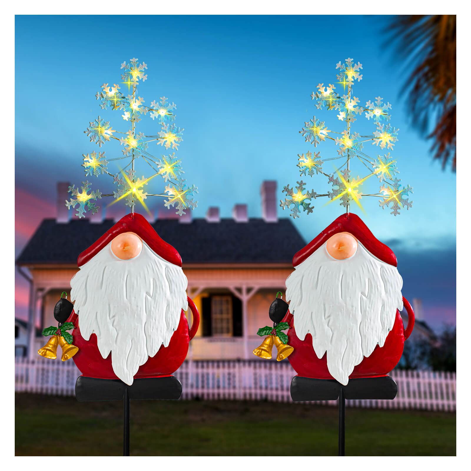 Outdoor Christmas Lights Battery Operated - 2 Pack Waterproof Metal Stake Lights for Garden Pathway, Patio, Yard & Holiday Decorations | Perfect for Christmas, Halloween, Parties & Outdoor Events
