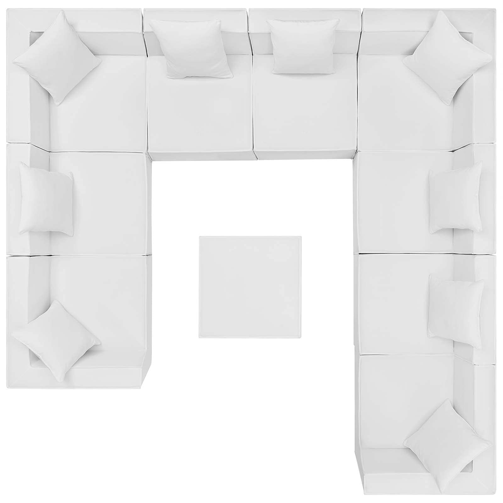 Modern White Fabric Lounge Sectional Sofa Set for Outdoor Patio, Balcony, Cafe, Bistro, Garden, and Hotel Decor