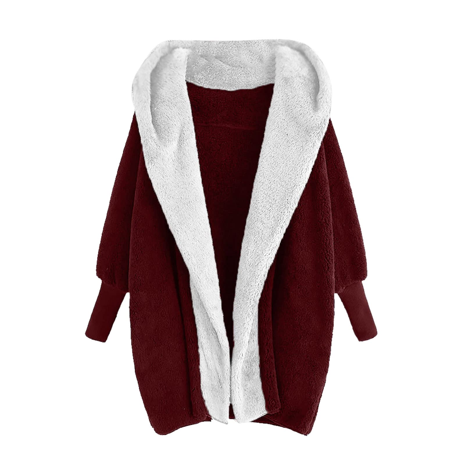 Women's Winter Faux Fur Cardigan Coat - Hooded Plush Sweatshirt Jacket with Warm Pockets, Cozy Cotton Outerwear for Cold Weather | Perfect for Casual Outings, Office Wear & Holiday Parties