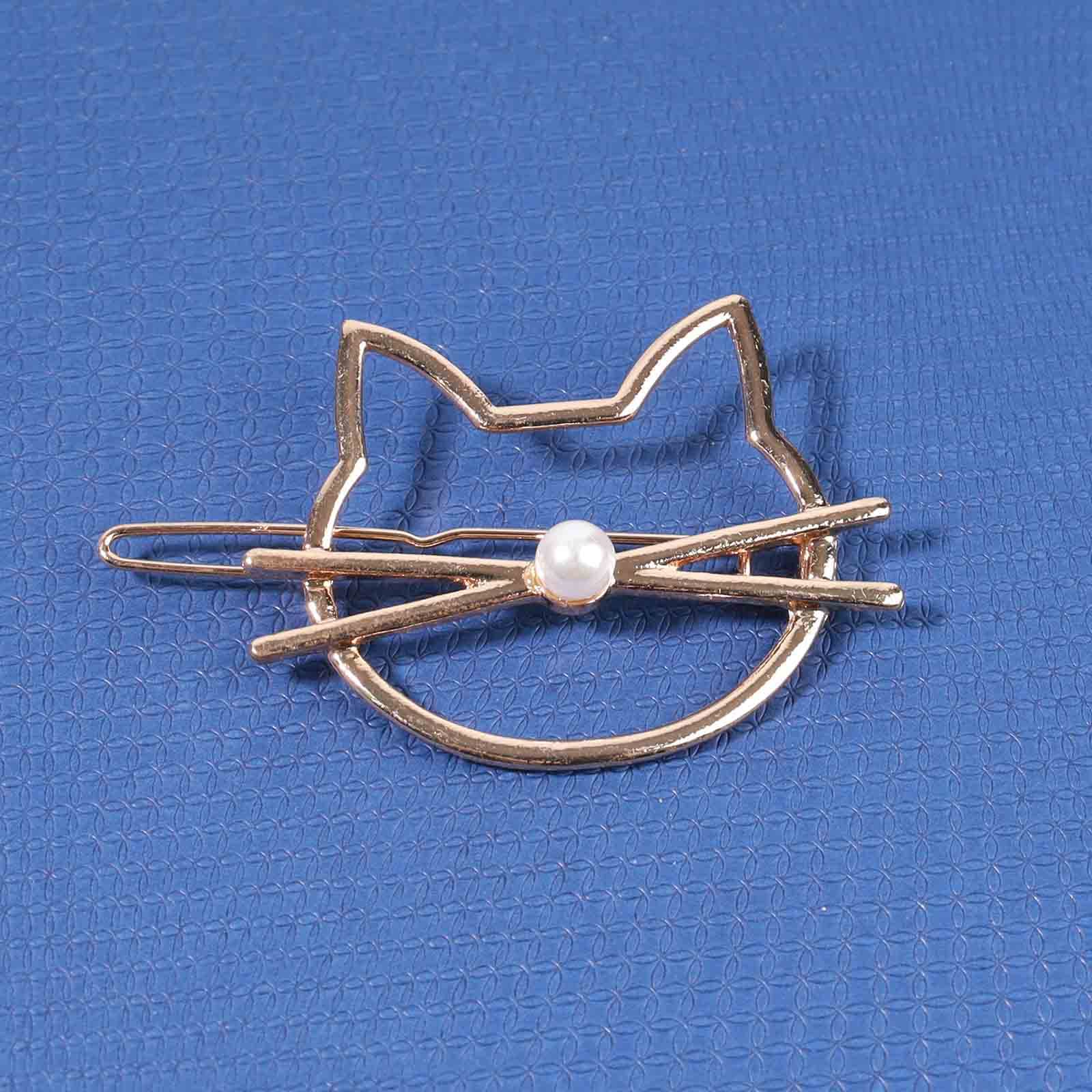 Gold Cat Hair Clip Barrette for Women - Cute Animal Hair Accessories for Cat Lovers | Perfect for Parties & Gifts