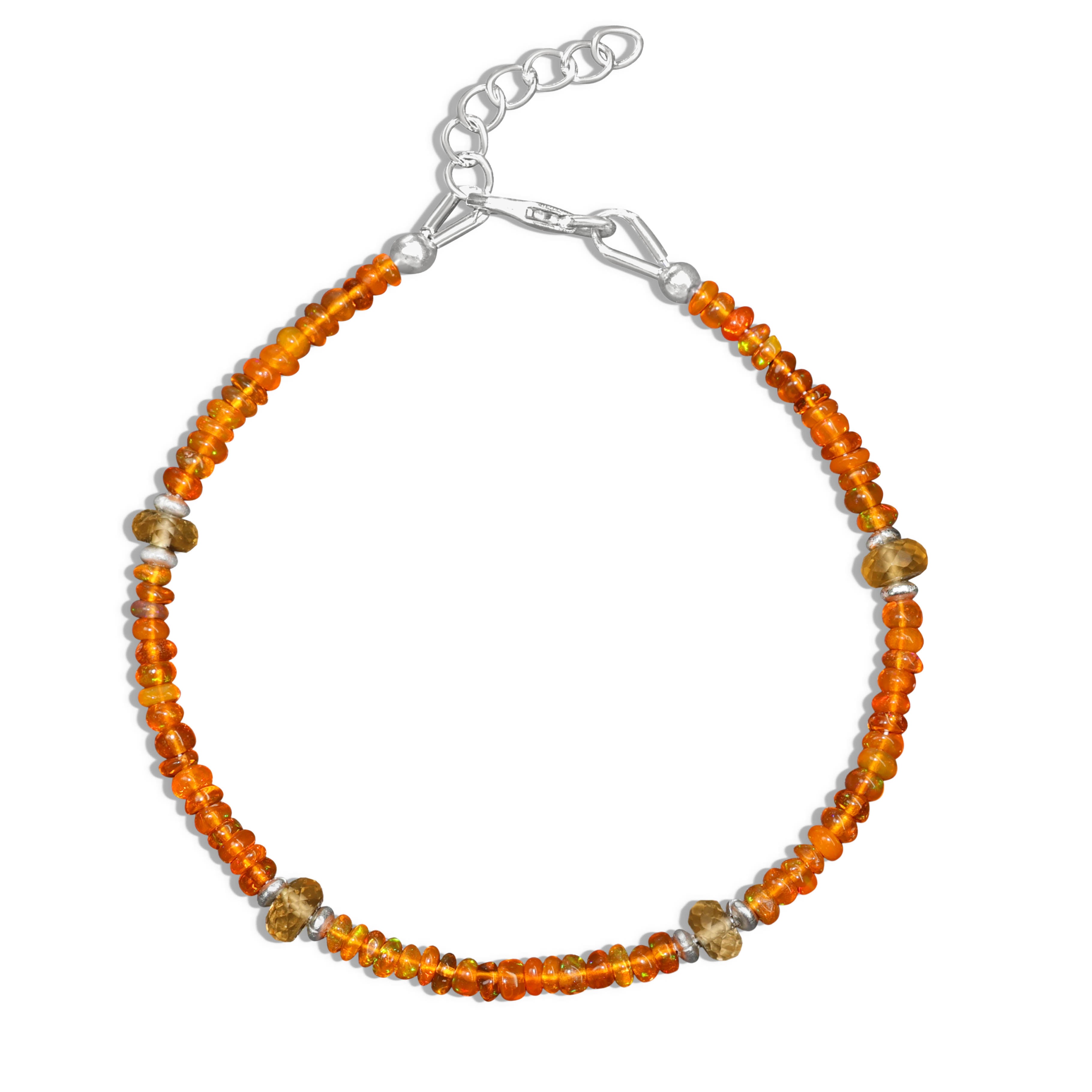 Ethiopian Opal & Citrine Beaded Bracelet for Women | Orange Fire Gemstone Jewelry | Perfect for Boho Fashion & Special Occasions