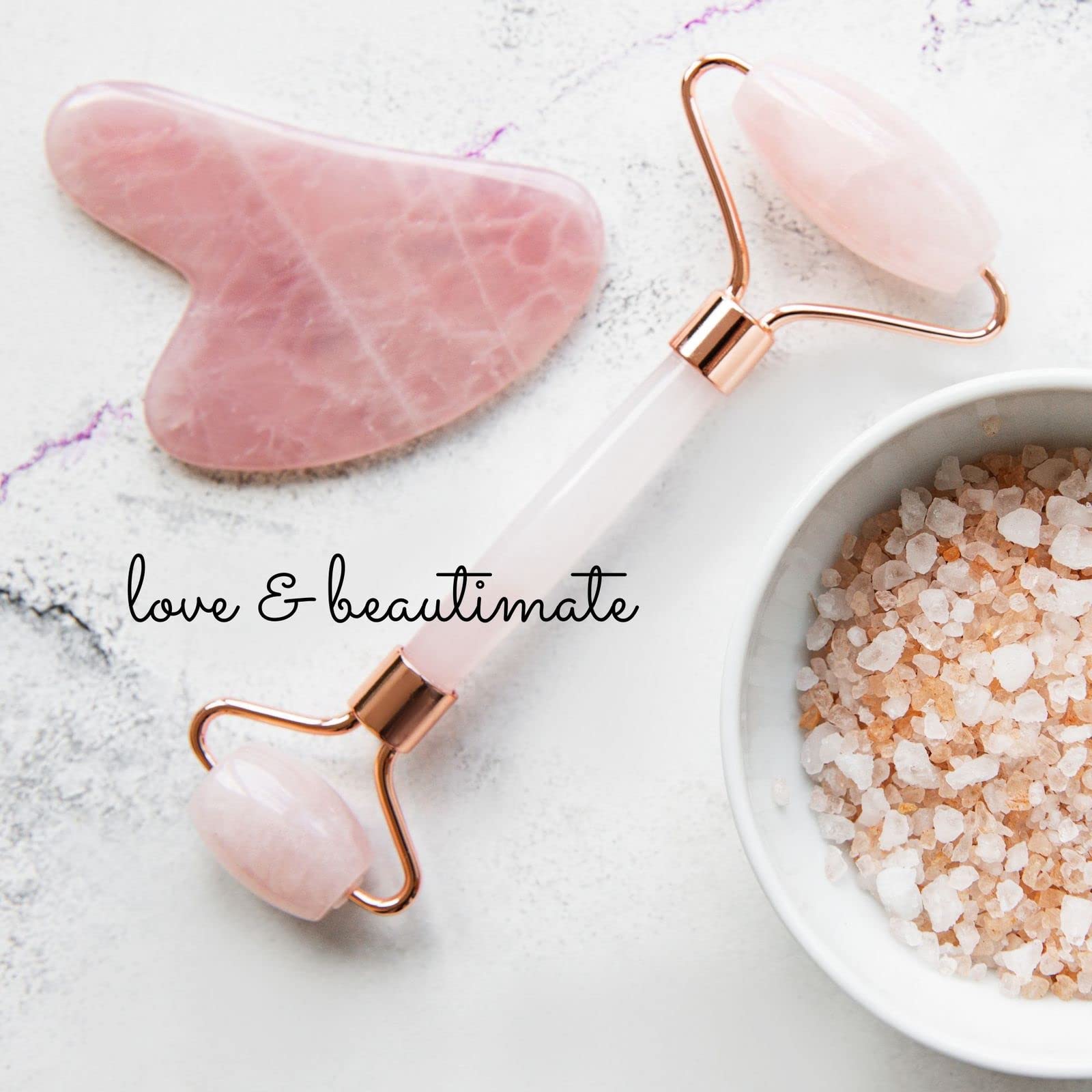 Rose Quartz Jade Roller & Gua Sha Set - Natural Facial Massage Tools for Skin Care, Wrinkle Reduction & Lymphatic Drainage - Perfect for Anti-Aging Routine & Relaxing Spa Night