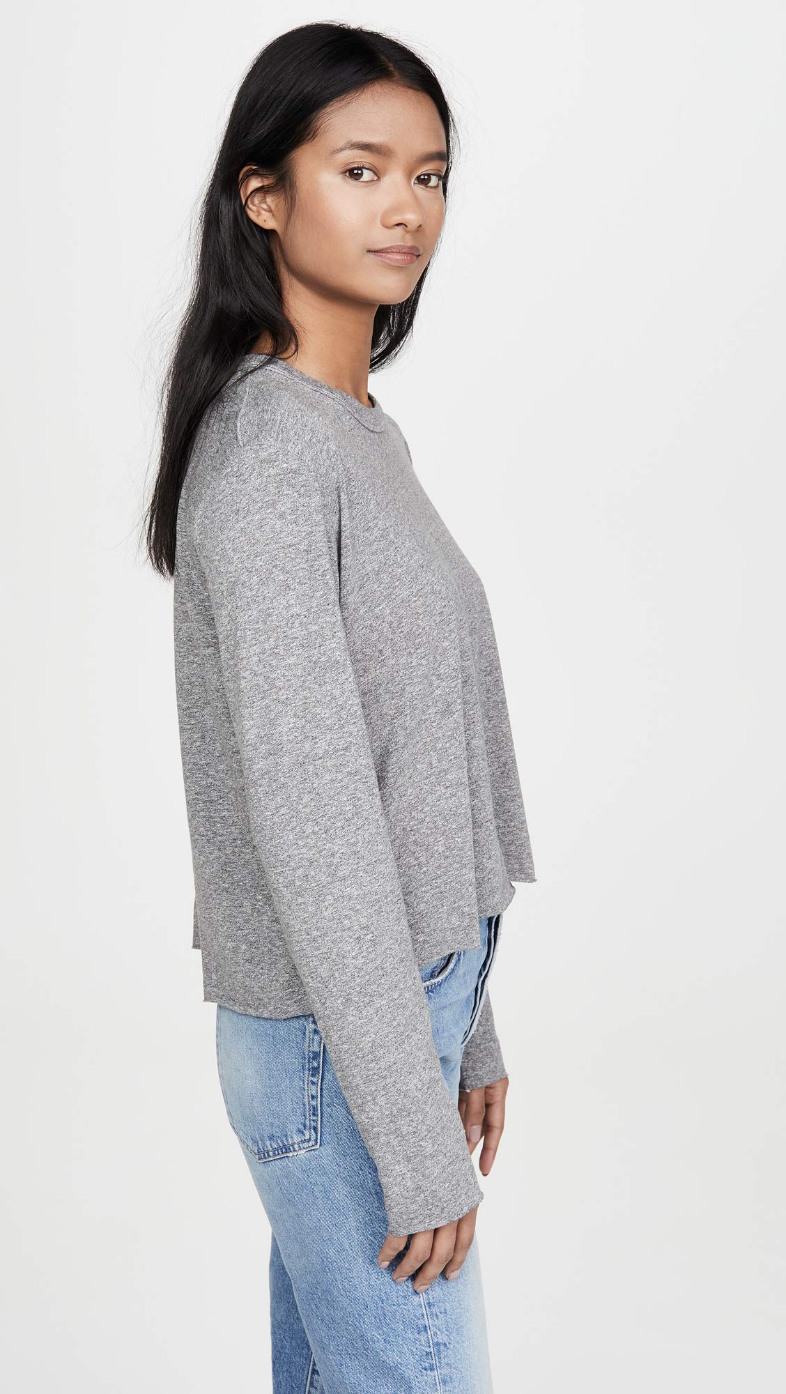 THE GREAT. Women's Long Sleeve Crop Top T-Shirt - Soft Casual Tee for Layering, Workouts & Everyday Wear