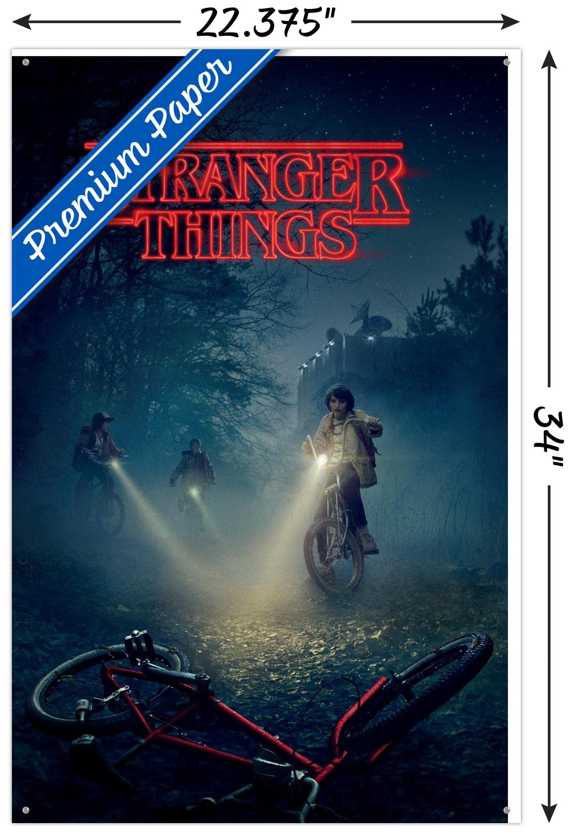 Stranger Things Netflix Wall Poster with Push Pins - 24x36 Inch TV Show Decor for Bedroom, Living Room & Office - Perfect Gift for Fans