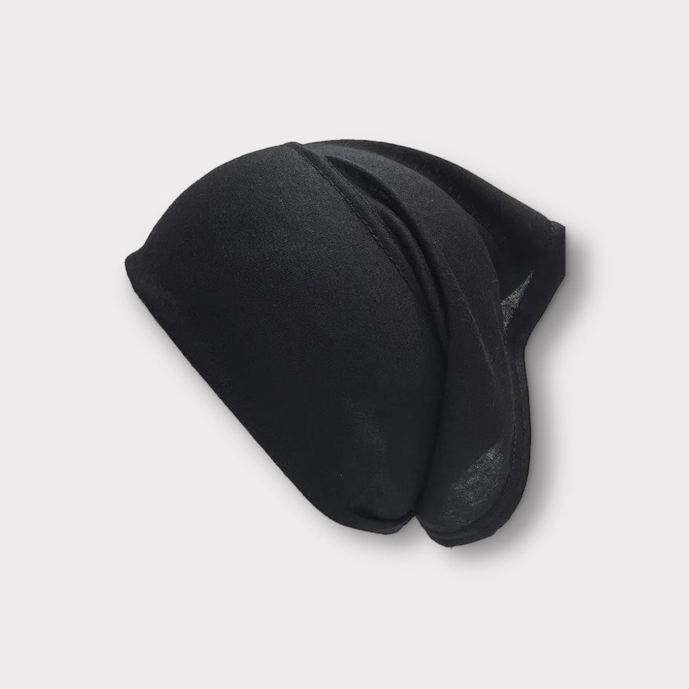 Black Tube Bonnet Hijab - Modest Muslim Headscarf for Women - Perfect for Prayer, Daily Wear, and Special Occasions