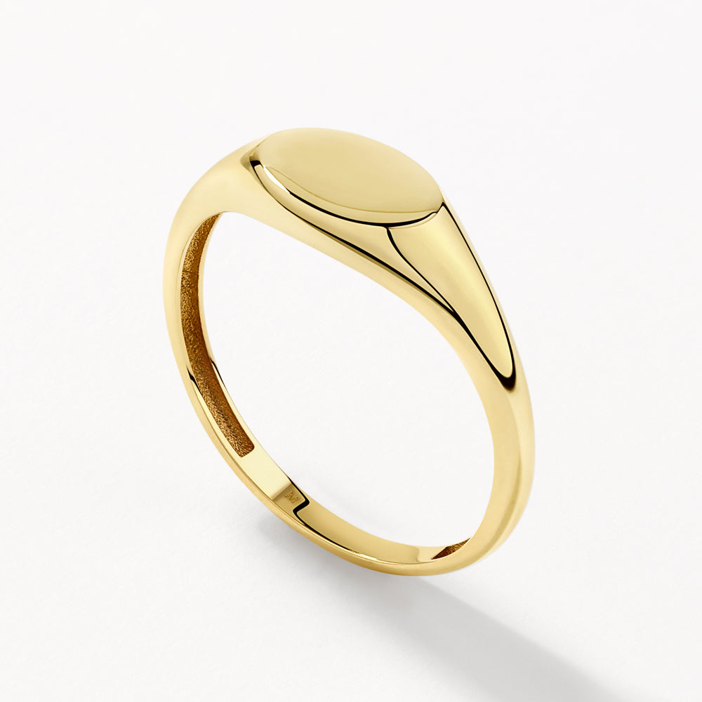10k Gold Engravable Oval Signet Pinky Ring - Personalized Initials & Monogram - Perfect for Gifts, Weddings & Special Occasions