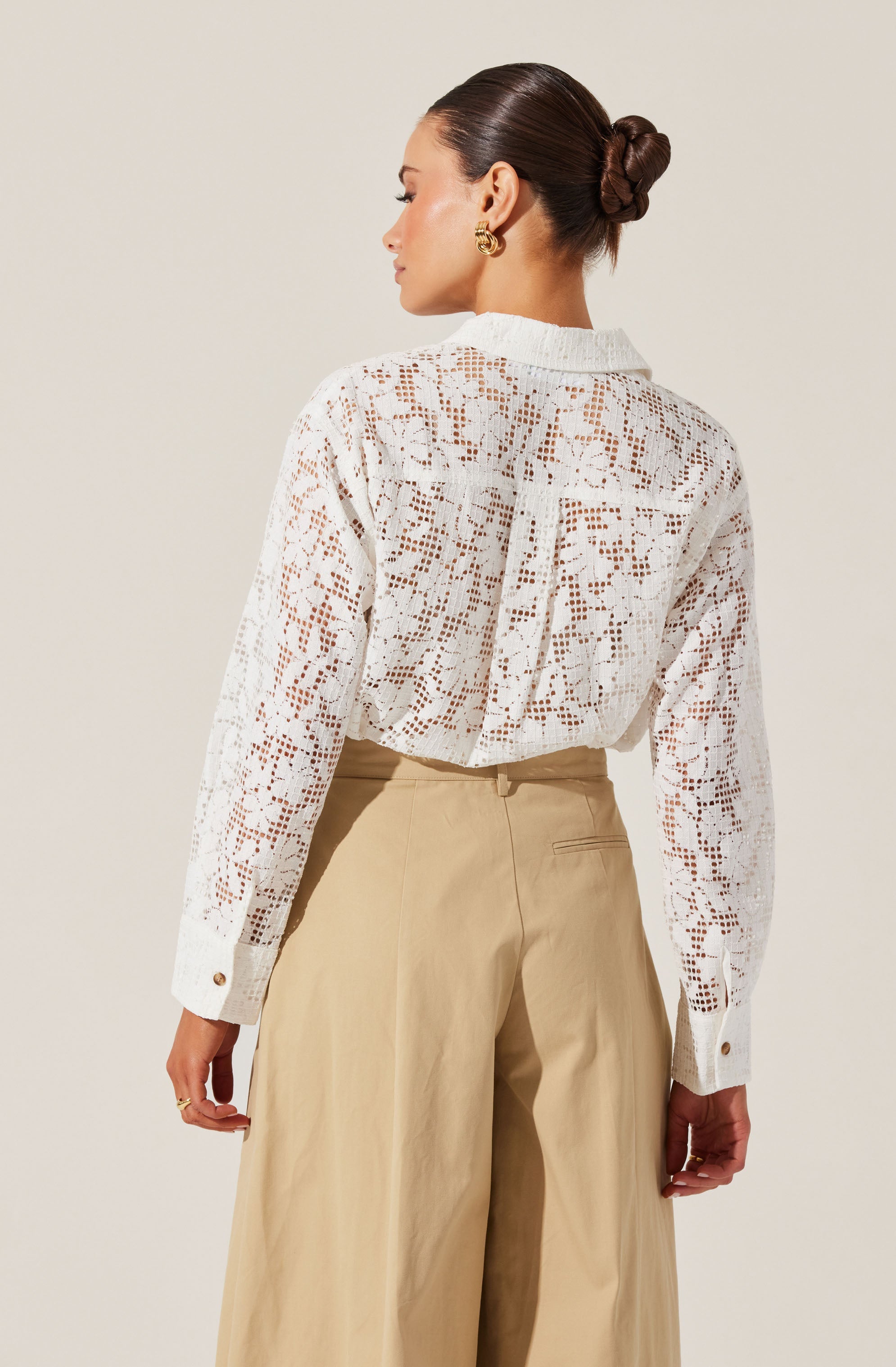 Tisa Floral Lace Top Women's Fashion Blouse - Elegant Floral Print & Lace Detailing for Casual Wear, Date Night & Spring Outfits