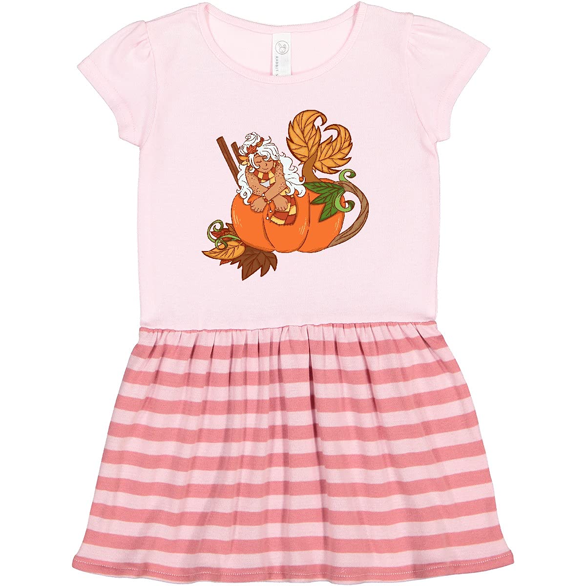 Inktastic Beautiful Pumpkin Spice Mermaid Toddler Dress - Cute Fall Outfit for Girls, Halloween Costume, Autumn Photoshoot, Pumpkin Patch Visit