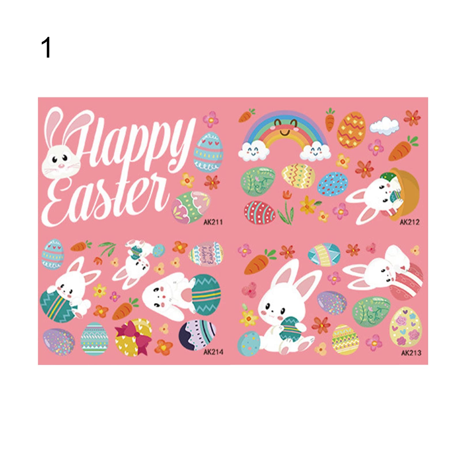 LAJIAO Bunny Pattern PVC Static Cling Stickers - Glue-Free Easter Refrigerator Decals for Kids, Kitchen & Home Decor - Fun Cartoon Bunny Stickers for Fridge, Windows & Smooth Surfaces