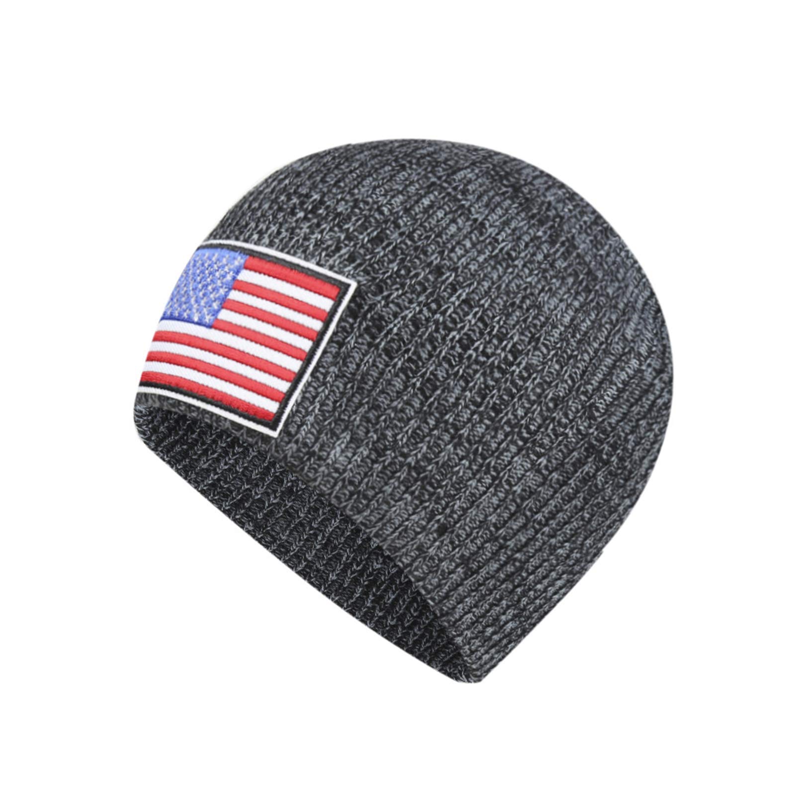 Academyus Unisex American Flag Knit Beanie - Warm Winter & Fall Hat for Men & Women - Perfect for Outdoor Activities, Sports & Casual Wear