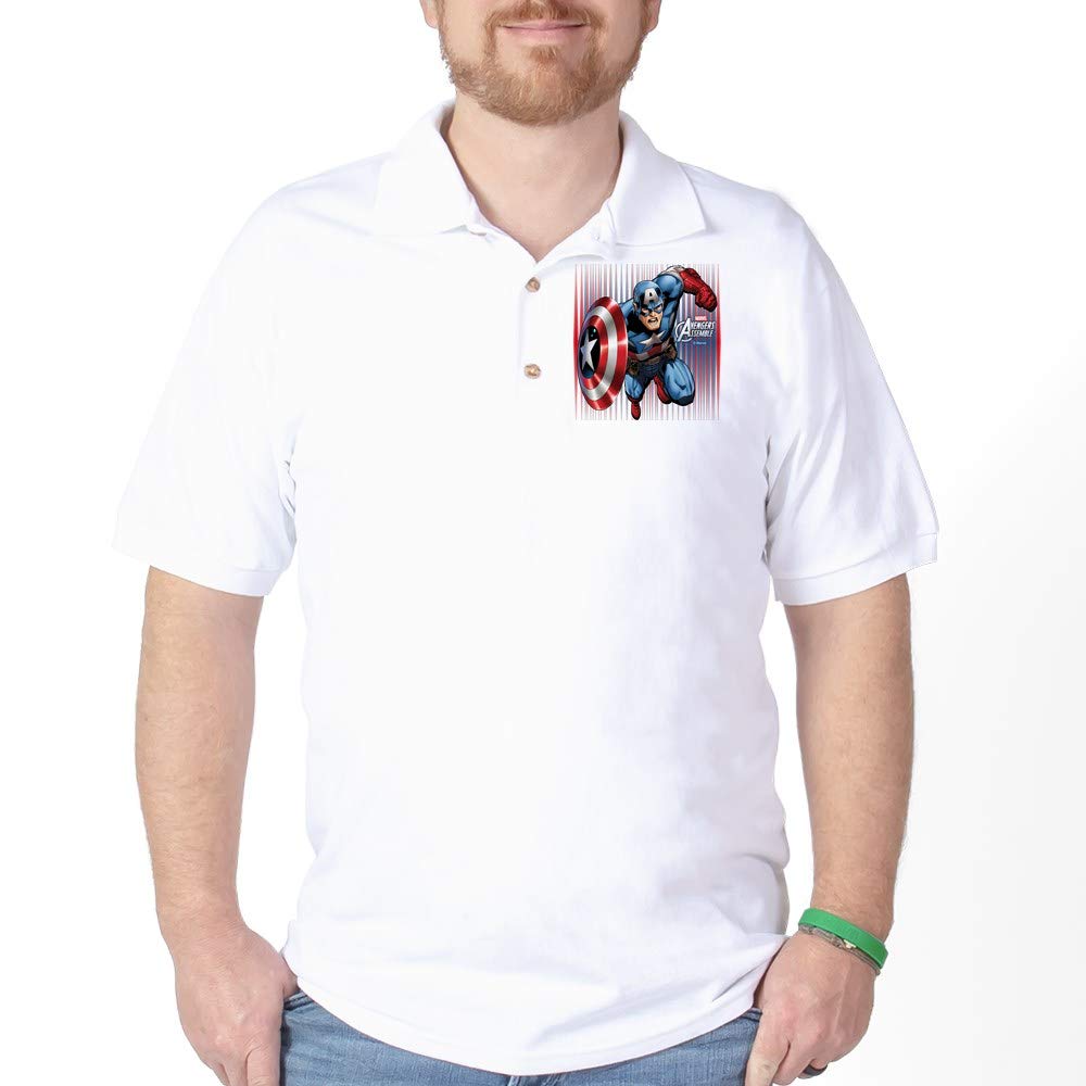 Captain America Charge Golf Shirt - Marvel Superhero Polo for Men - Perfect for Golf, Casual Wear & Comic Conventions