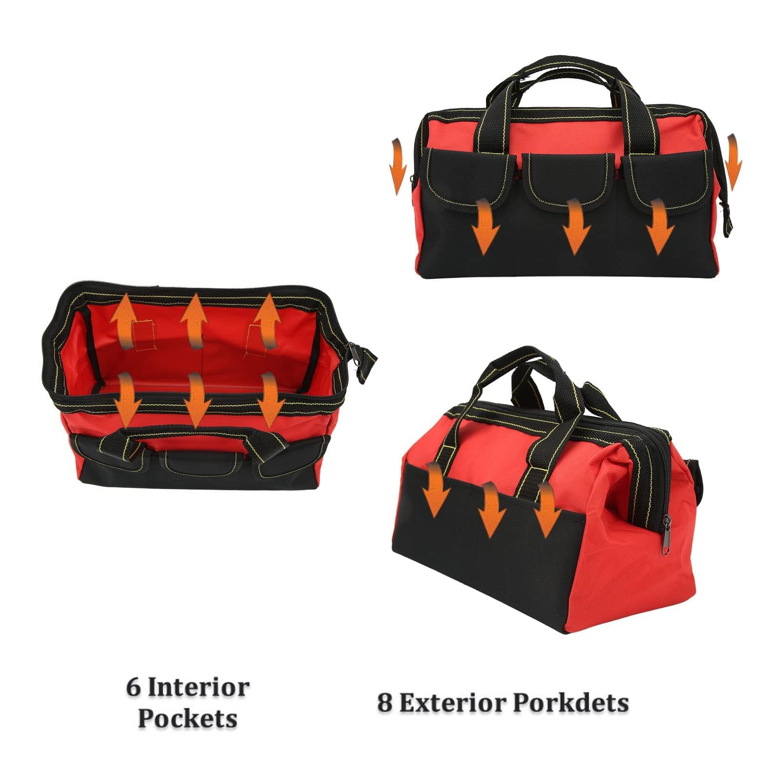 Durable 13in Waterproof Tool Storage Bag - 1680D Double Strand Oxford Cloth, Multi-Pocket Wide Mouth Organizer for Home, Workshop & DIY Tools | Perfect for Contractors, Handymen & Home Improvement Projects