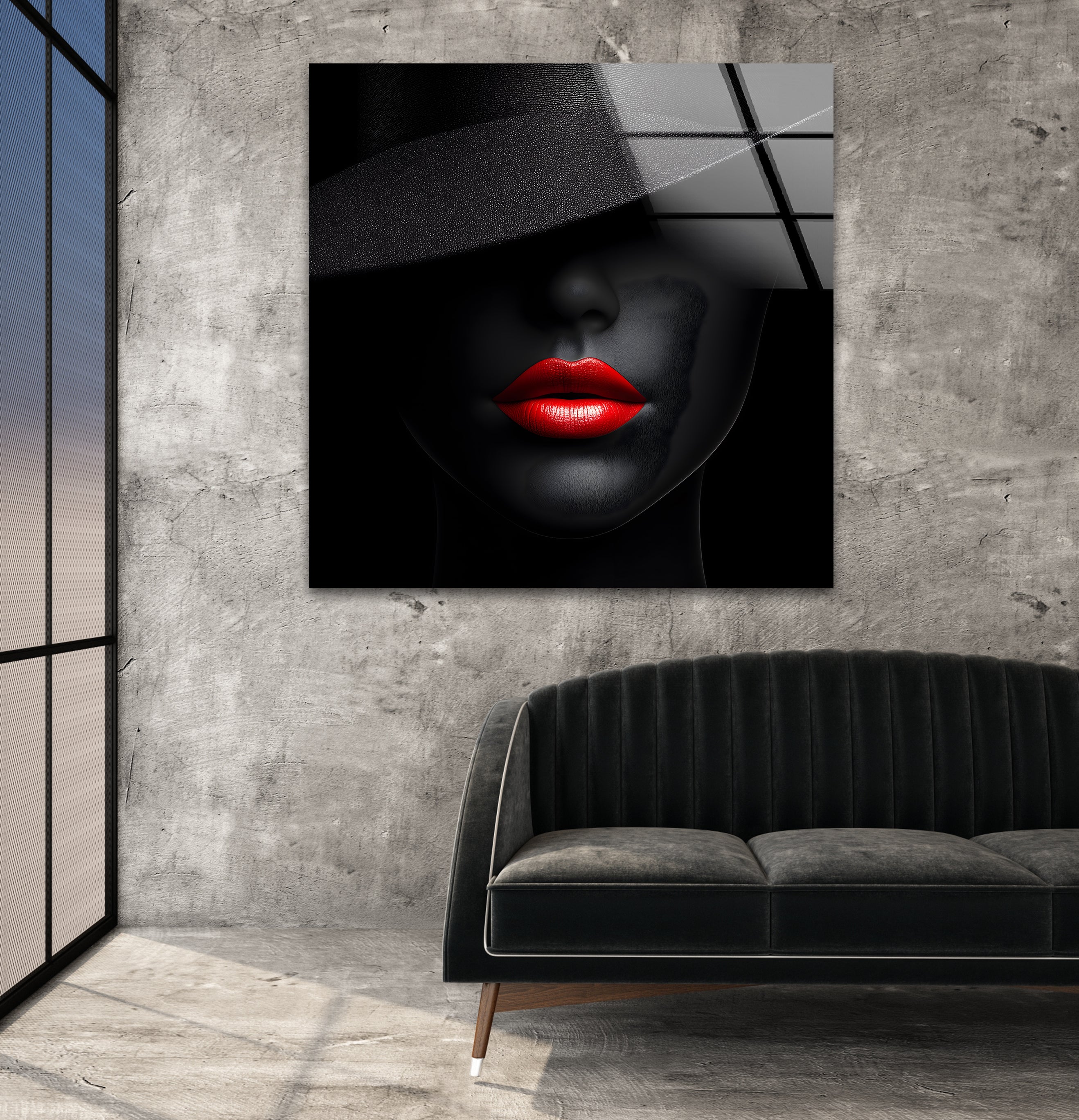 Stunning Black and White Portrait of a Beautiful Woman - Elegant Glass Wall Art Decor for Living Room, Bedroom & Office