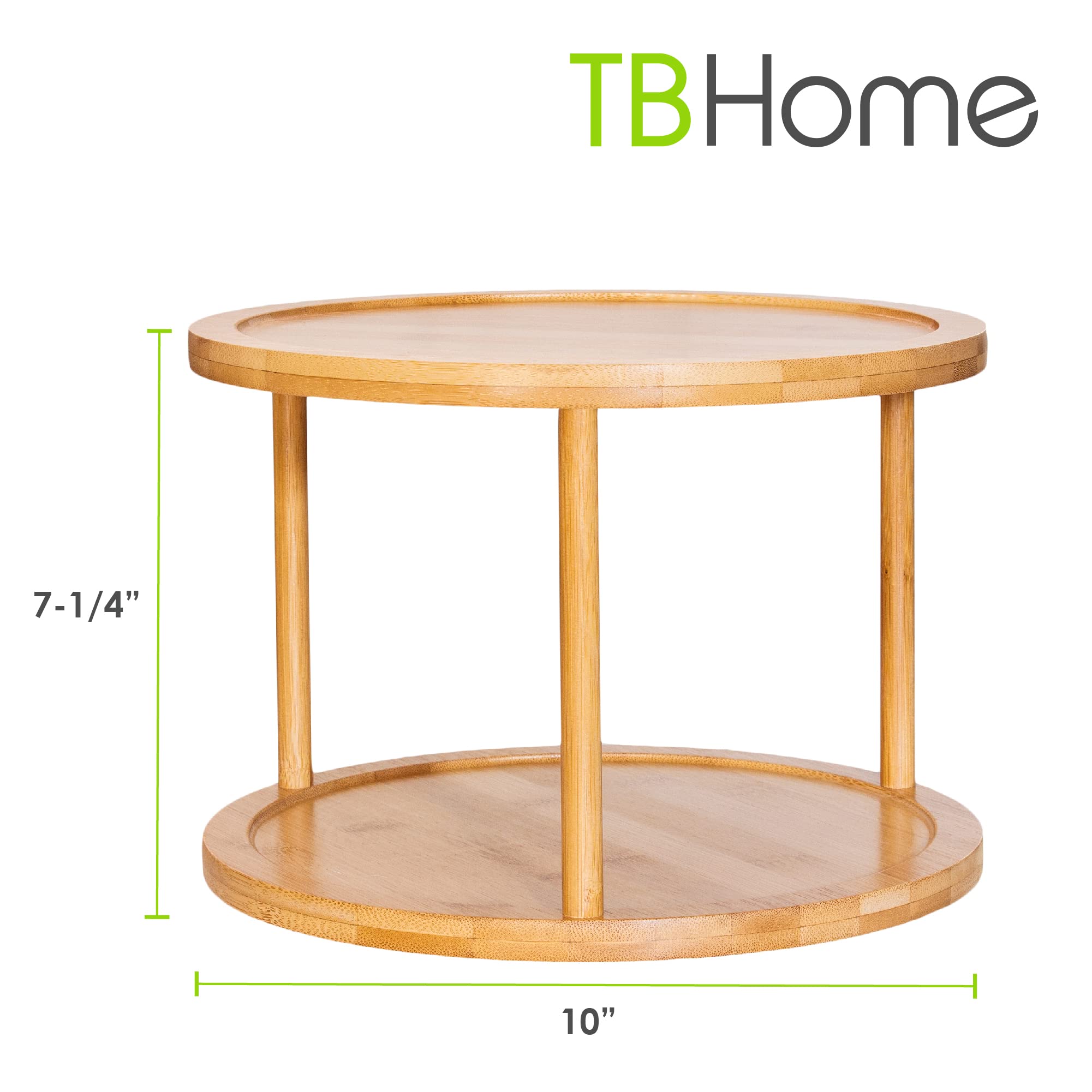 2-Tier Bamboo Lazy Susan Turntable Organizer for Kitchen Cabinet, Pantry, or Tabletop - Spice Rack, Condiment Holder, Makeup & Bathroom Storage - Perfect for Home Organization & Easy Access