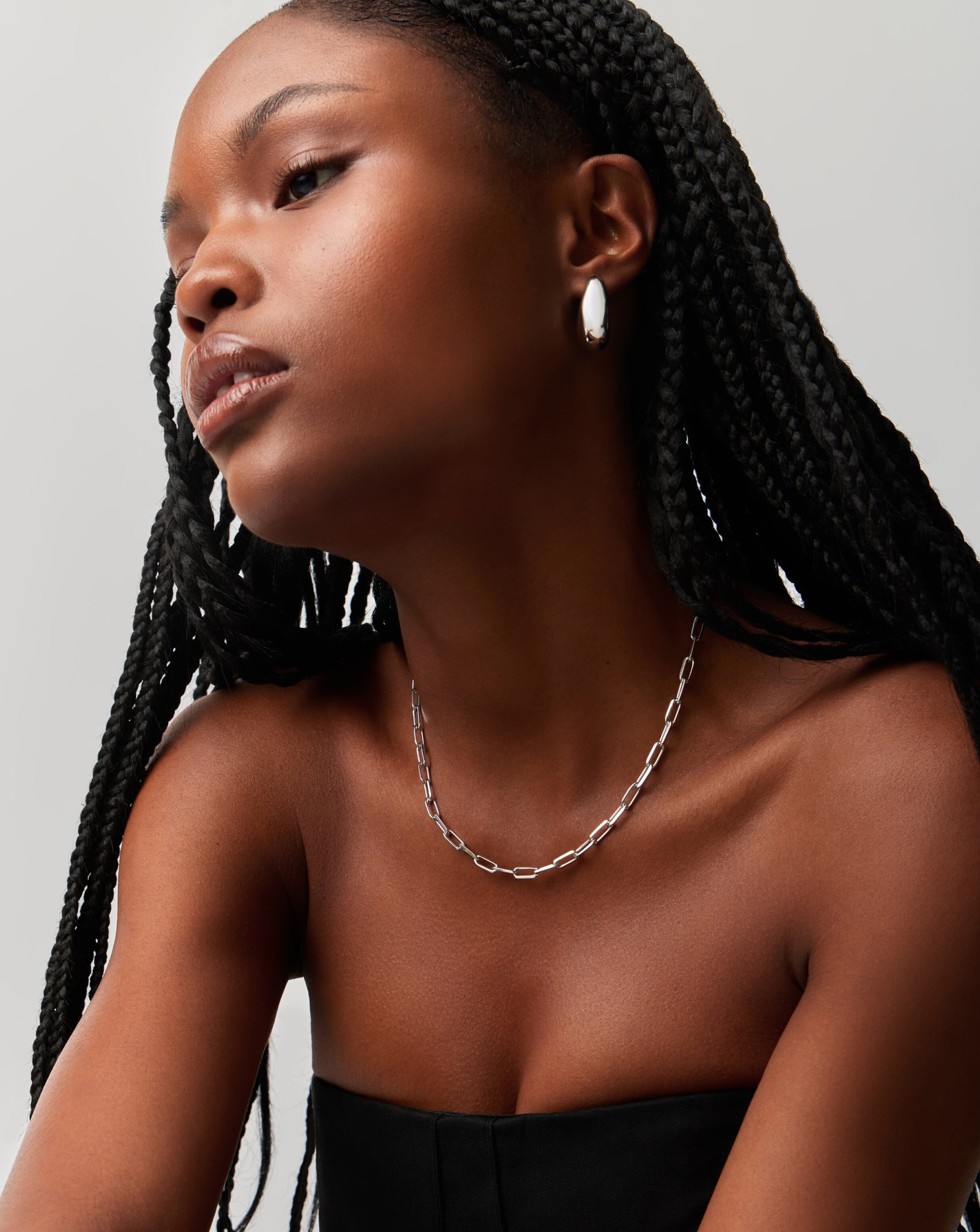 Vintage Mini Paperclip Chain Necklace - Silver Plated Dainty Layering Jewelry for Women, Perfect for Everyday Wear & Gift Giving