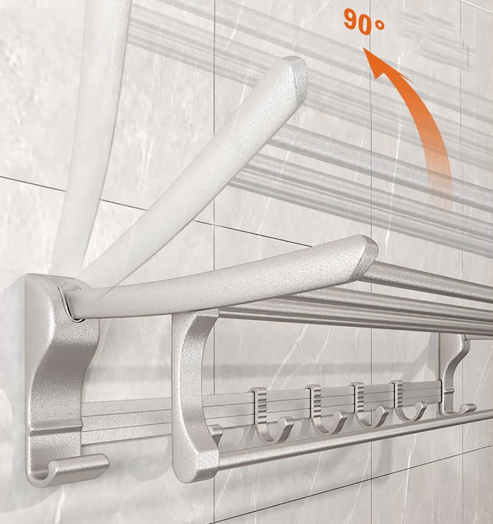 Stainless Steel Adjustable Double Towel Bar Rack - Modern Wall Mount Bathroom Organizer with Polished Finish (50cm, Silver) - Perfect for Hotels, Spas & Home Bathroom Storage