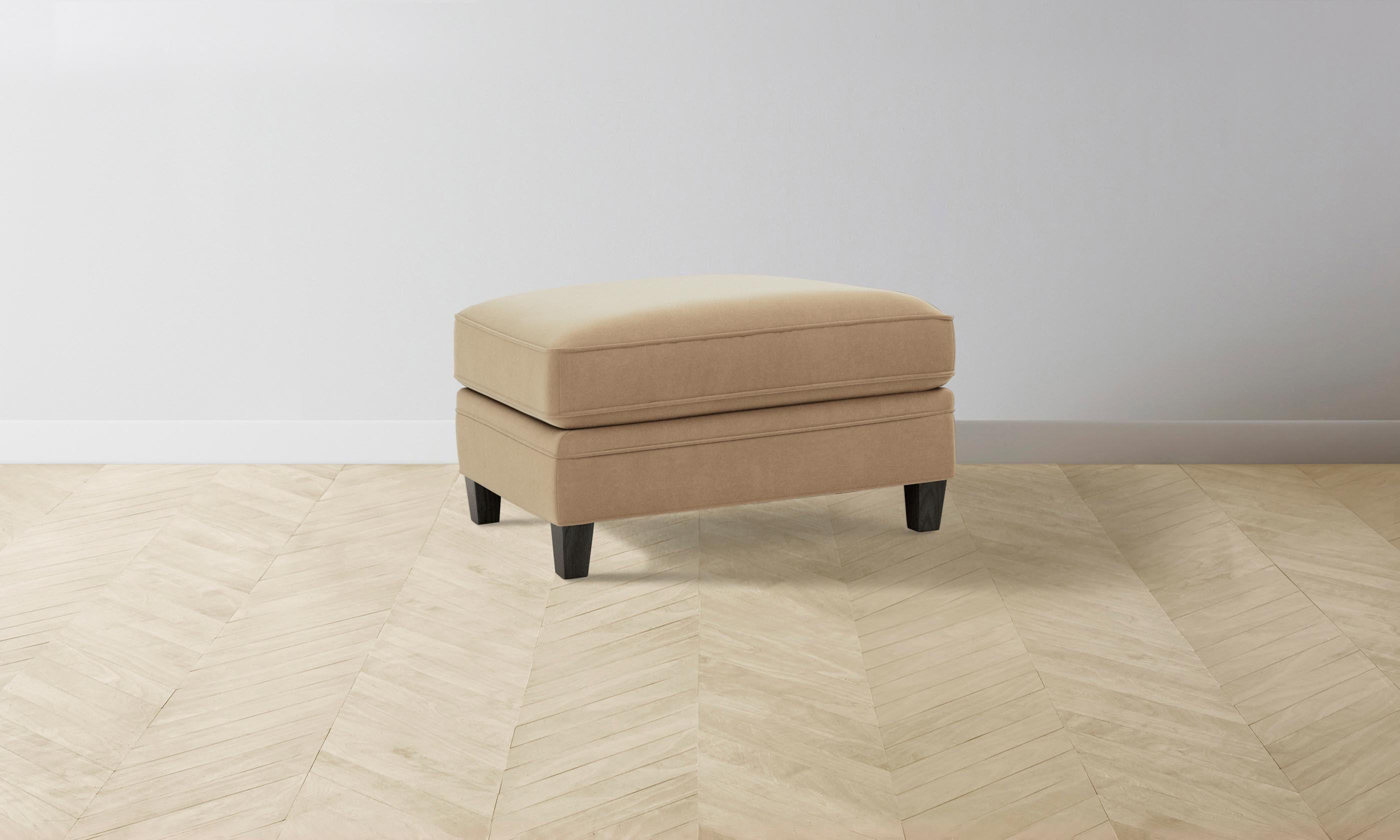Luxury Carmine Ottoman with Soft Mohair Upholstery in Almond - Perfect for Living Room, Bedroom, or Home Office Decor