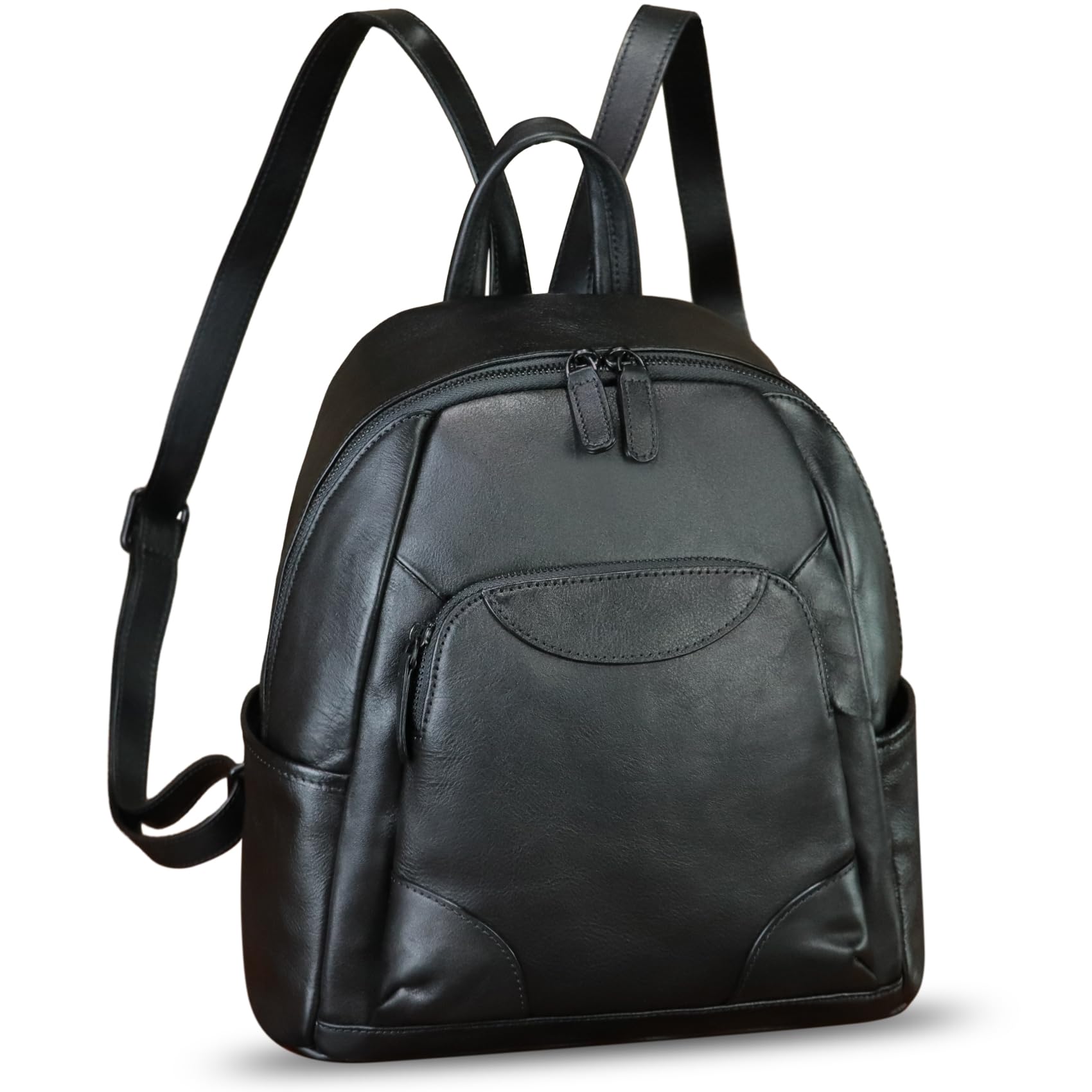 Genuine Leather Backpack for Women - Vintage Handmade Satchel, Retro Leather Rucksack & Daypack - Durable Laptop Backpack for Work, Travel & College (Black)