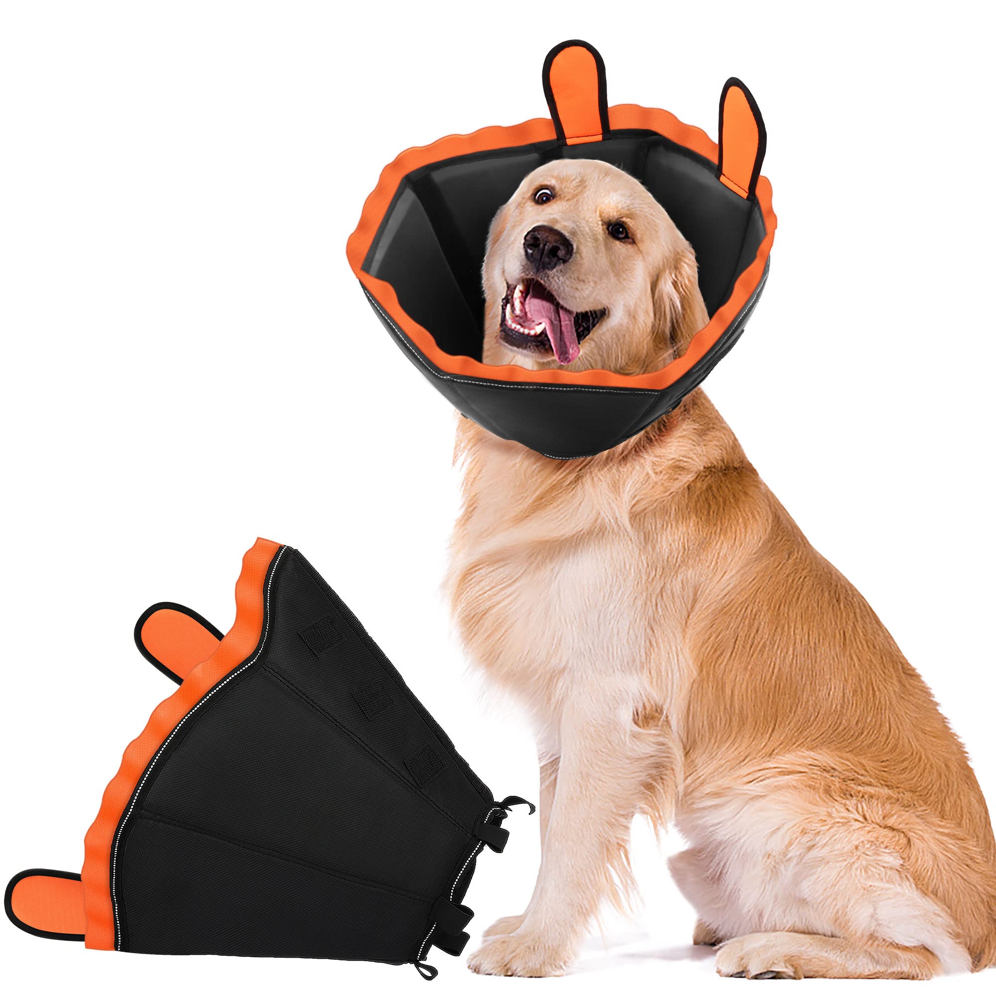 Soft Pet Recovery Cone Collar for Dogs & Cats After Surgery - Adjustable Protective E-Collar for Wound Healing - Fits Small, Medium & Large Pets (Large, Black) - Perfect for Post-Op Care & Preventing Licking/Biting of Stitches