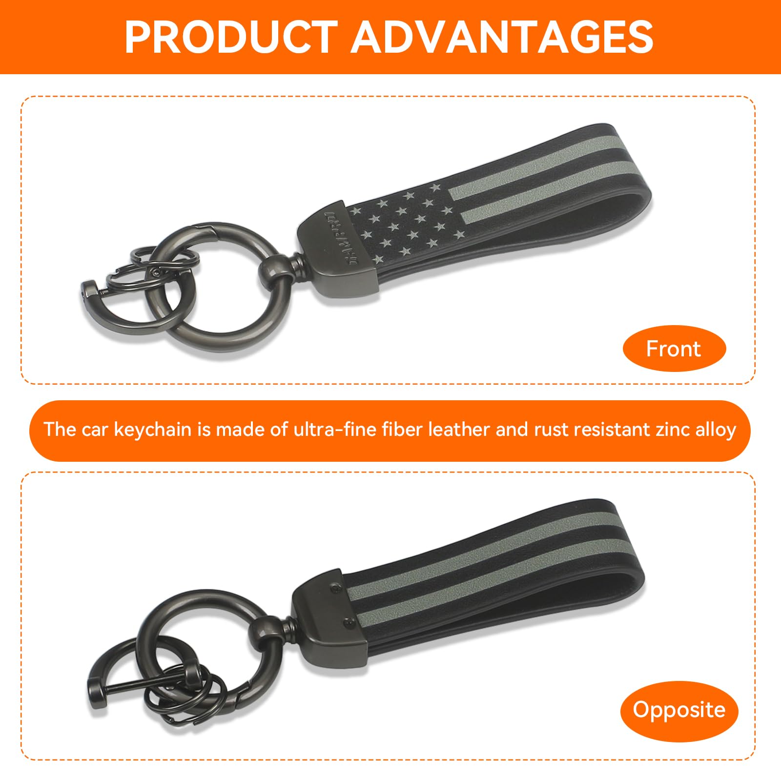 American Flag Car Keychain - Durable Zinc Alloy Key Ring Accessory for Chevrolet, Ford, Buick, Jeep - Perfect for Patriotic Drivers & Vehicle Brand Enthusiasts
