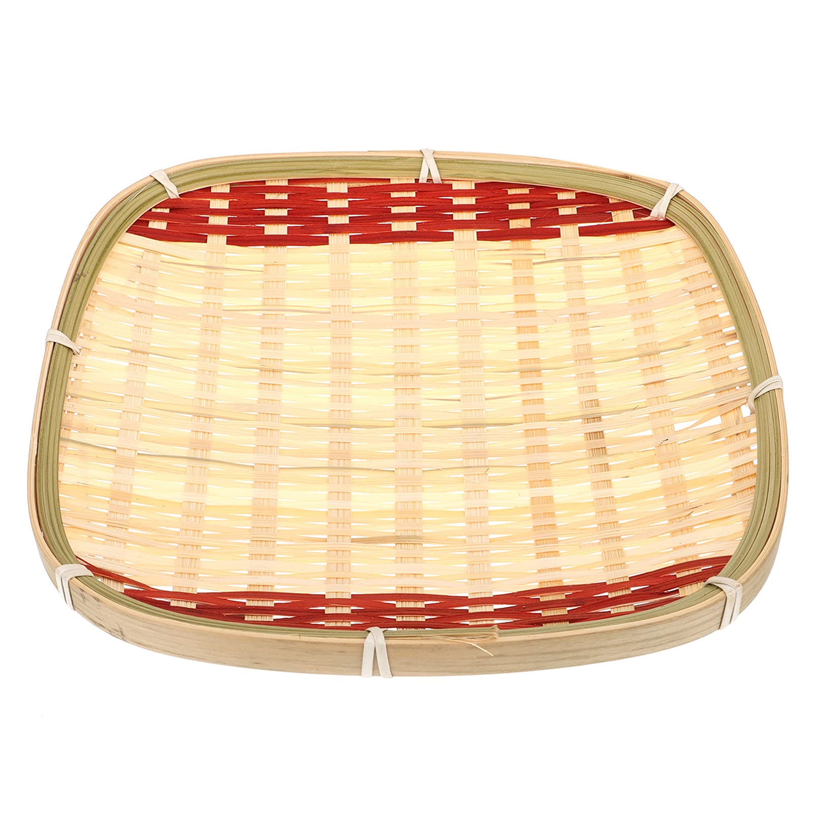 Handmade Woven Wicker Bread Basket - U-Shaped Fruit & Vegetable Serving Tray - Natural Angoily Flat Shallow Container for Kitchen, Dining Table, Picnics and Party Decor