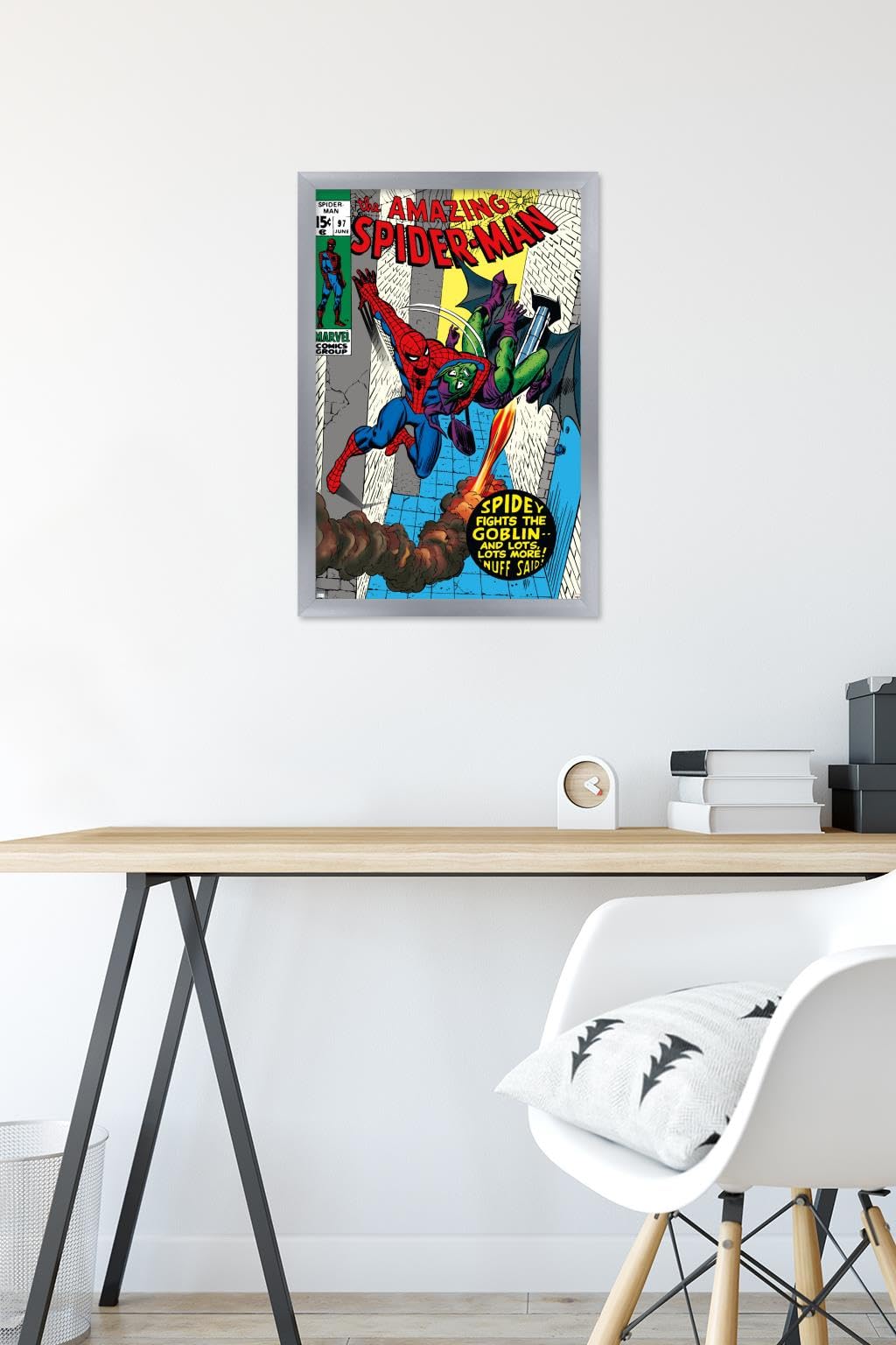 Marvel Comics Green Goblin Wall Poster - The Amazing Spider-Man #97 Silver Framed Decor (22.4