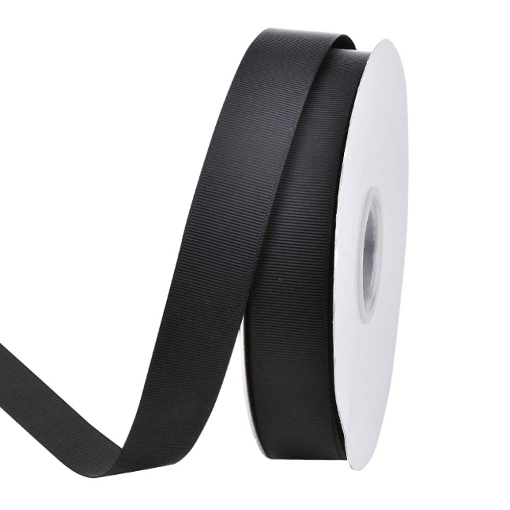 1 Inch Black Grosgrain Ribbon - 50 Yards Per Roll for Gift Wrapping, DIY Crafts, Bows, Wreaths, Hair Accessories & Wedding Decorations - Perfect for Party Favors, Scrapbooking & Home Decor Projects
