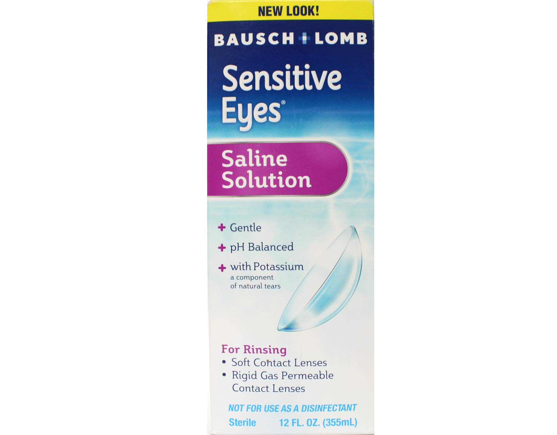 Bausch & Lomb Sensitive Eyes Saline Solution - 12 Oz (Pack of 6) | Gentle Contact Lens Rinse & Storage | For Dry, Irritated Eyes | Packaging May Vary