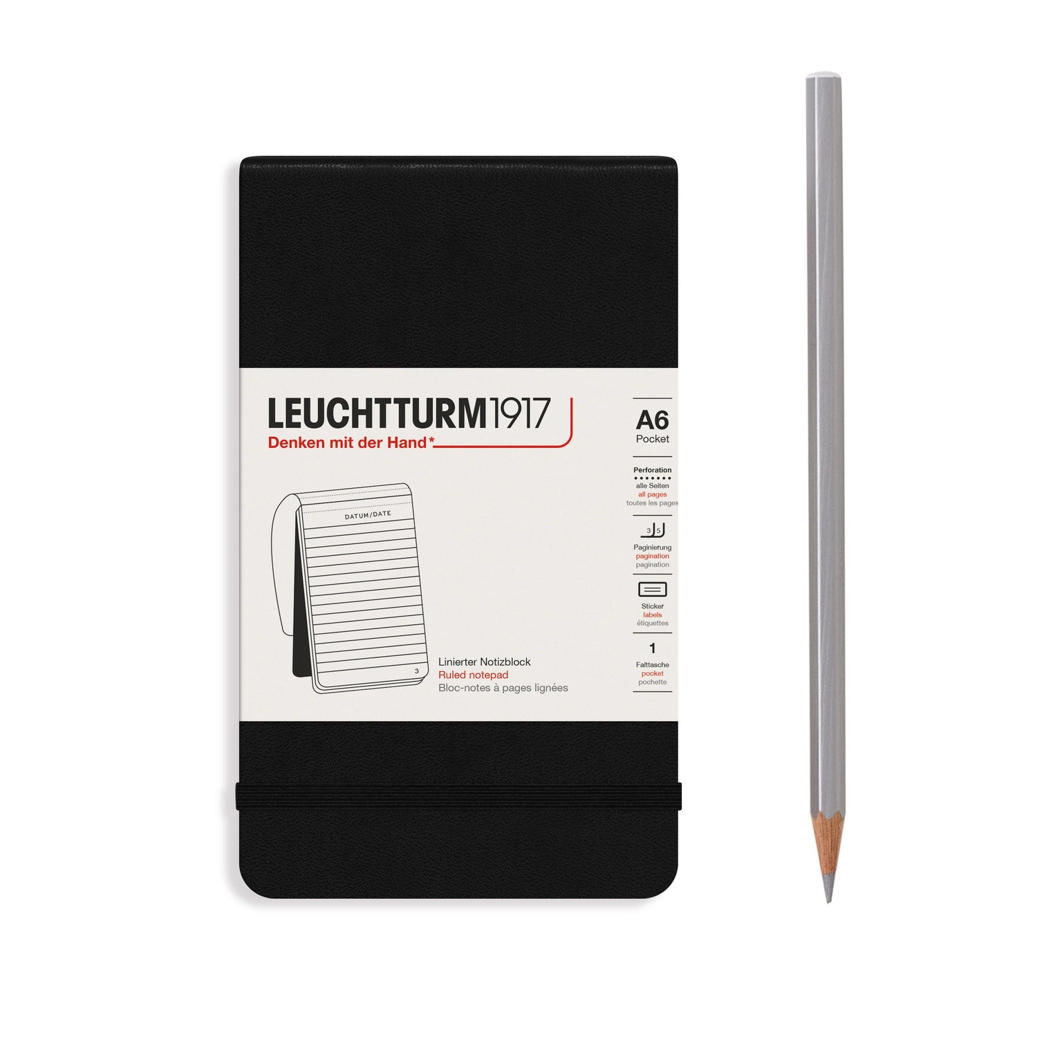 Leuchtturm1917 Ruled Notebook A6 Pocket Size - Black Journal for Note Taking, Sketching & Daily Planning - Perfect for Students, Professionals & Travelers