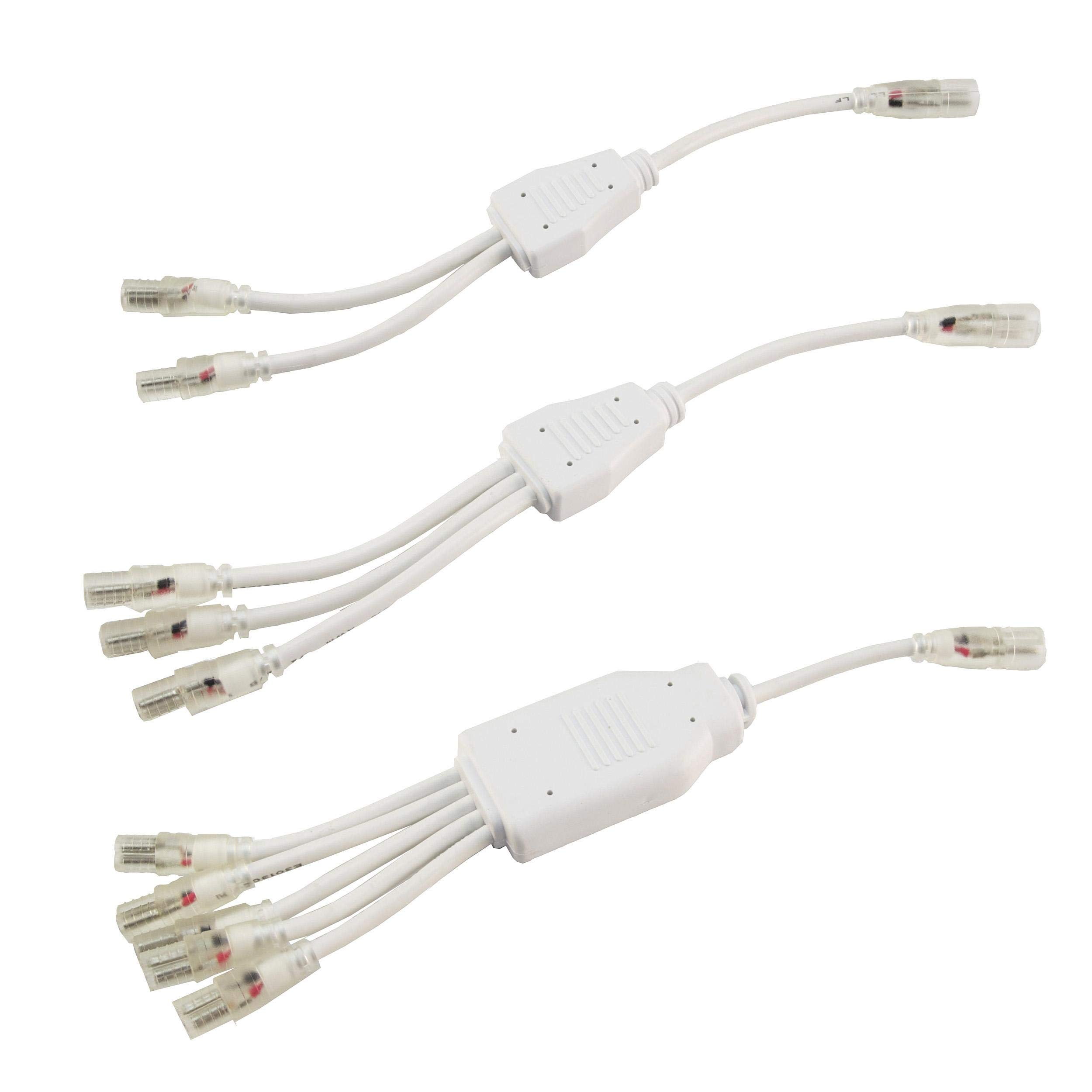 2-Way White PVC LED Wet Location Splitter Plug (10.5mm) - 25 Pack - Perfect for Outdoor Lighting, Landscape Illumination & Pool Area Applications