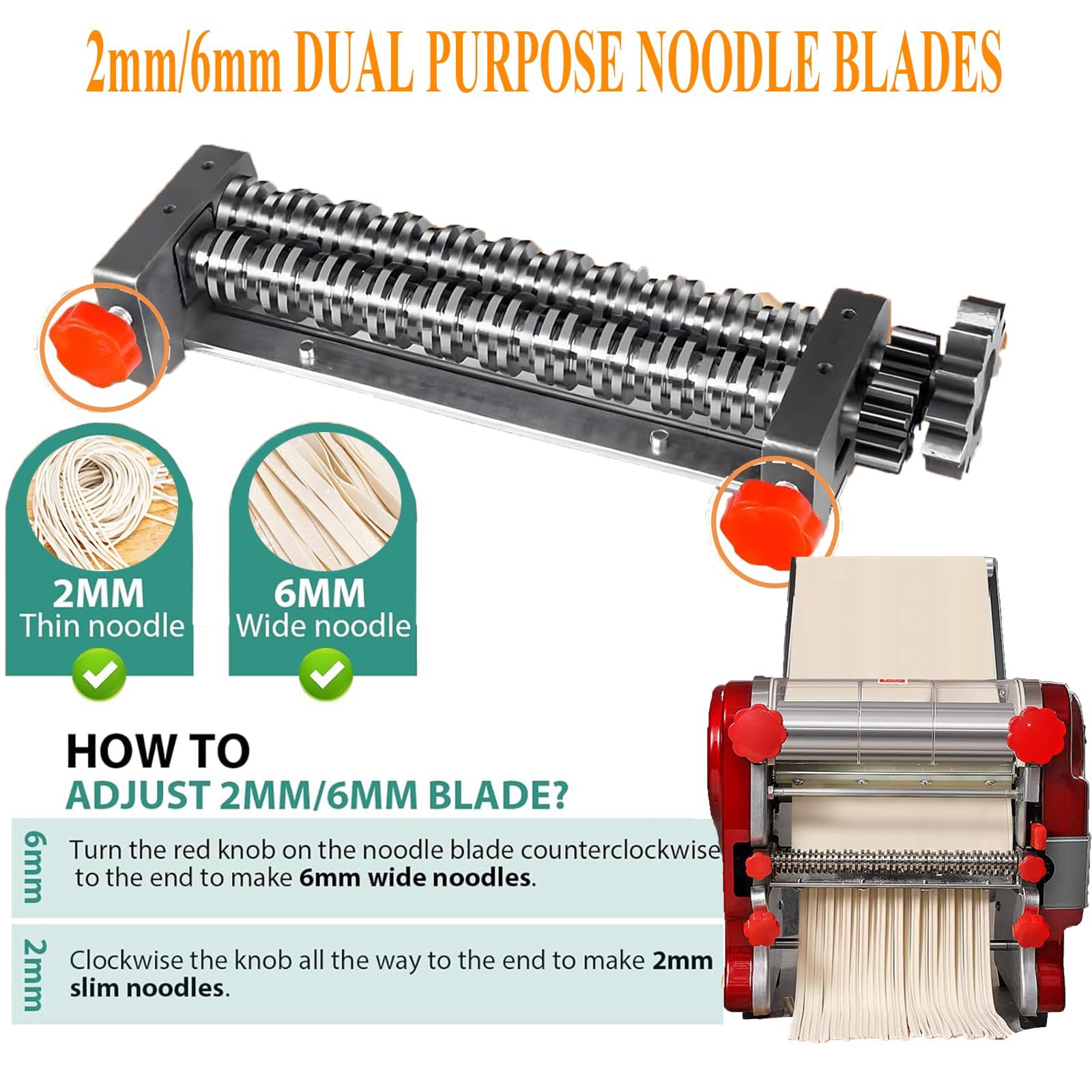 Commercial Electric Pasta Maker Machine - Stainless Steel Noodle & Spaghetti Maker with 2mm/6mm Cutters - Perfect for Restaurants, Italian Cuisine & Home Kitchen Use