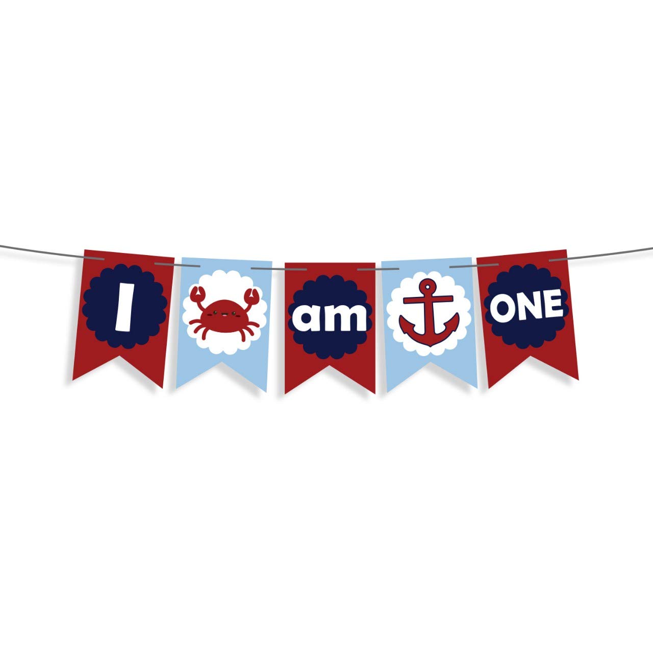 Nautical Anchor & Crab Banner for Baby's 1st Birthday - Ocean Theme High Chair & Cake Smash Decor - Pirate Party Supplies | Perfect for Beach Themed Parties, Nautical Baby Showers & First Birthday Celebrations