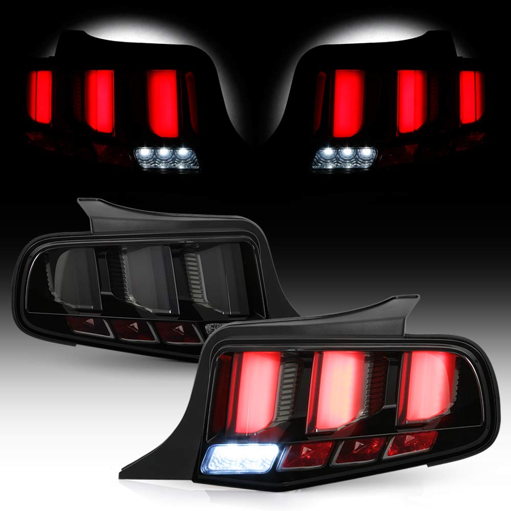 ACANII LED Sequential Tail Lights - Smoked Lens & Black Housing for 2010-2012 Ford Mustang | Brake Lamps & Turn Signals | Perfect for Night Driving & Car Customization