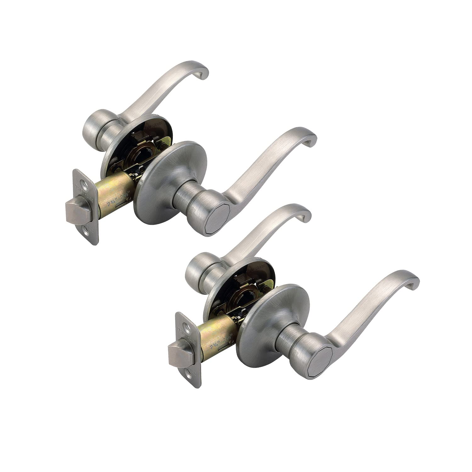Design House 190892 2-Way Adjustable Scroll Passage & Closet Door Lever Set - Satin Nickel Finish (8-Pack) - Perfect for Bedrooms, Hallways & Closet Doors