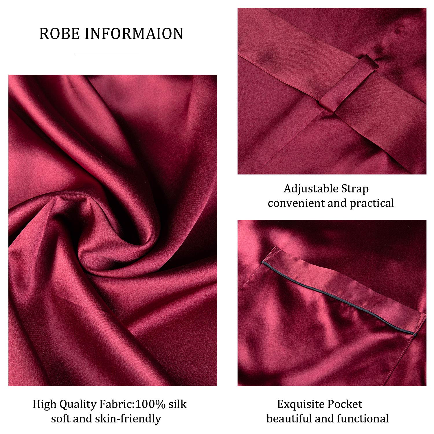 Luxury Mulberry Silk Robe for Men - Lightweight Long Sleeve Bathrobe & Sleepwear - Perfect for Spa, Lounge & Home Relaxation