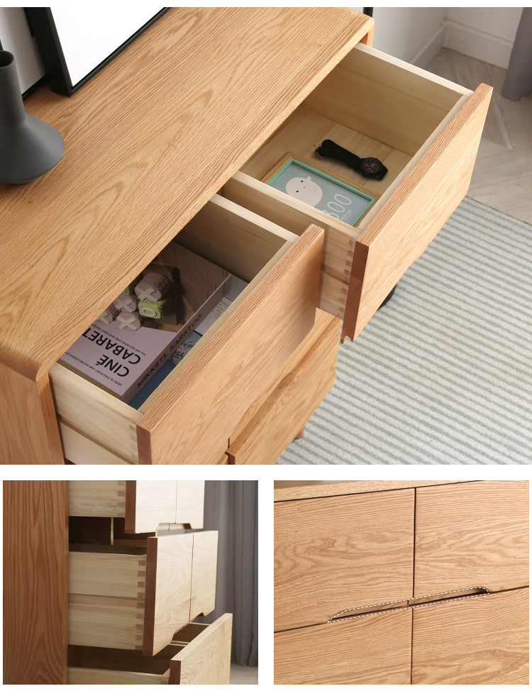 Camilla RITZ 8-Drawer Chest - Japanese Nordic Style Solid Wood Dresser (Walnut/Cherry) - Bedroom Storage Furniture for Clothes & Home Organization